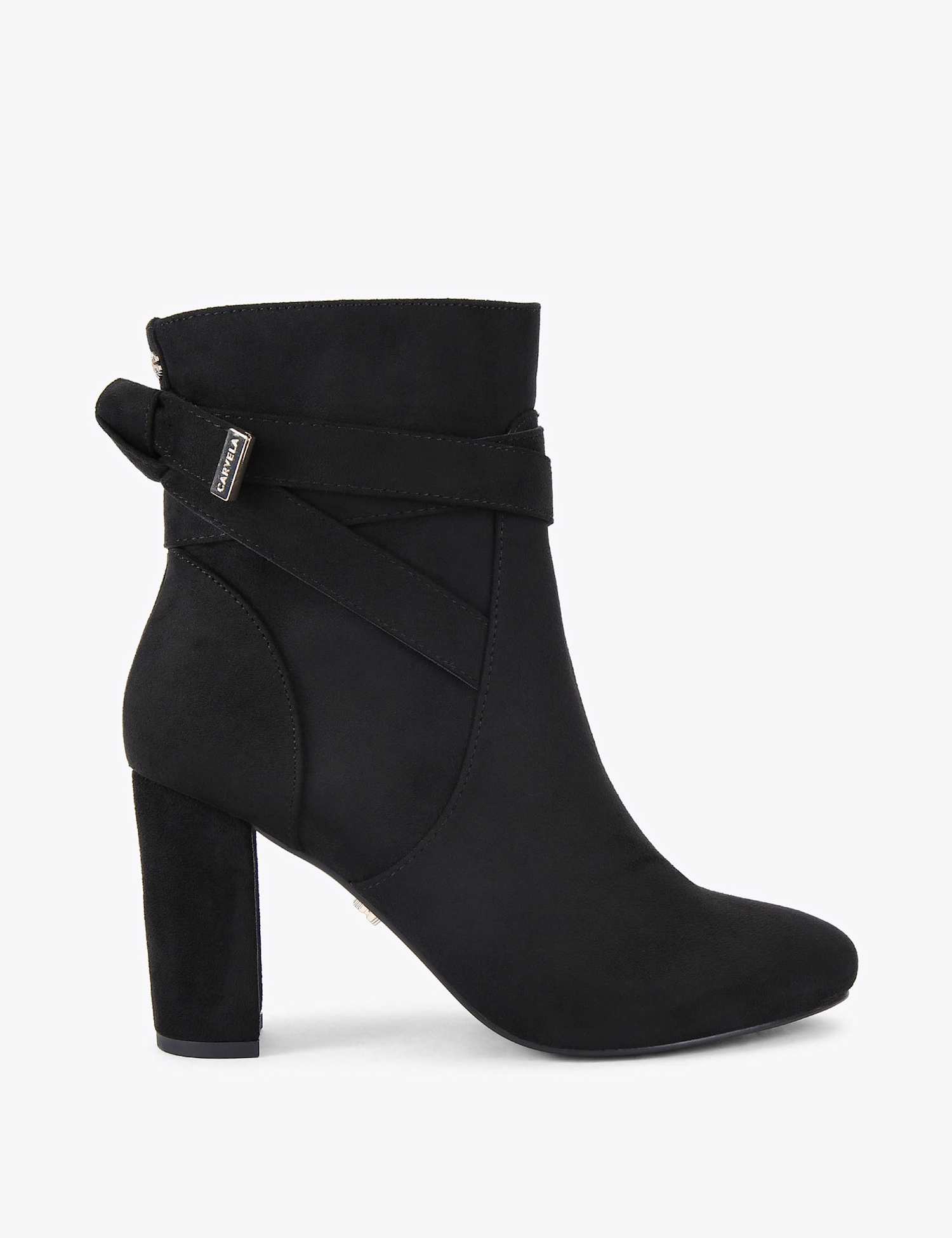 Carvela Wide Fit Bow Strap Block Heel Ankle Boots Black