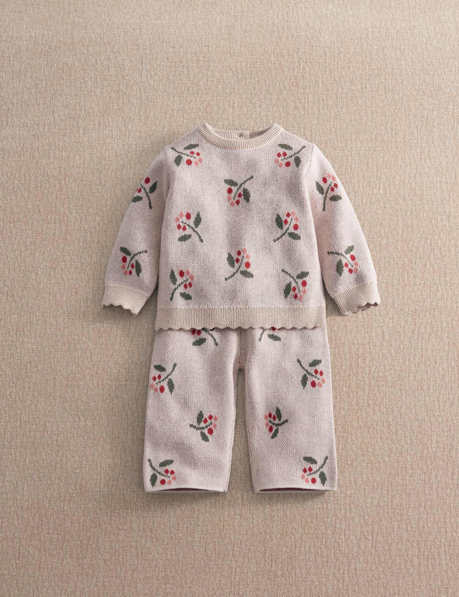 Mamas & Papas 2 Piece Berry Knitted Outfit (0-3 Yrs) Pink