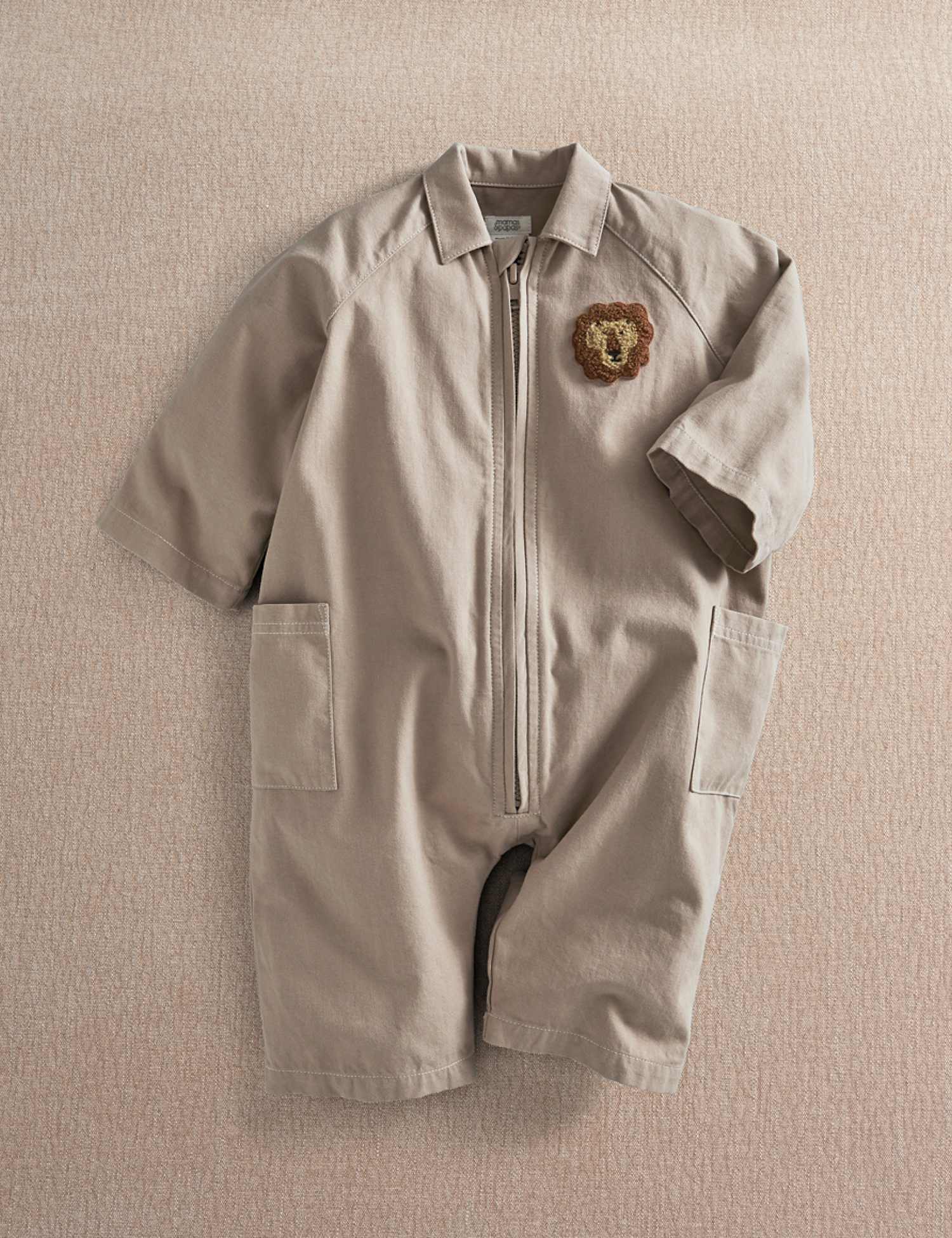 Mamas & Papas Cotton Patterned Zip Front Romper Stone