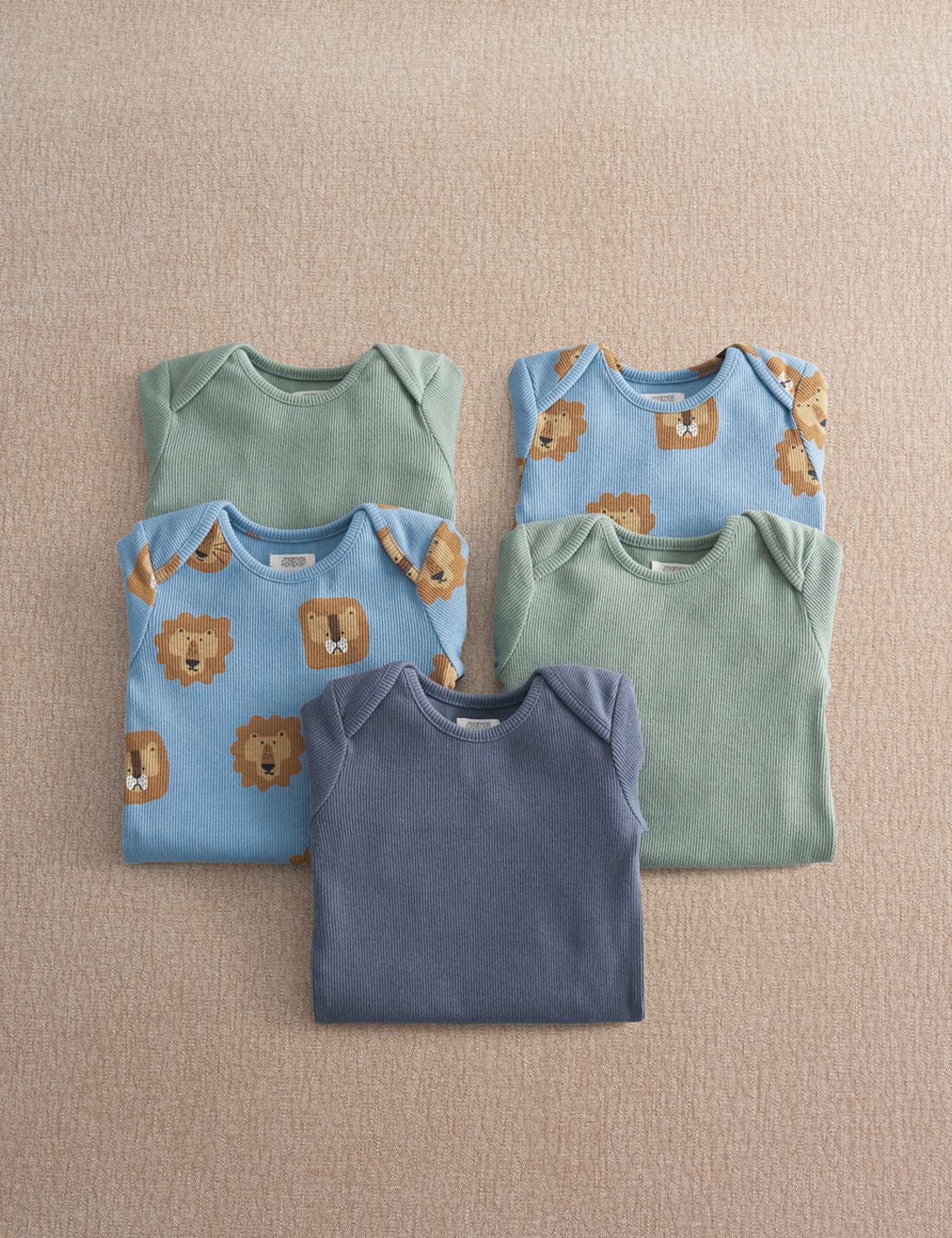 Mamas & Papas 5 Pack Cotton Rich Lion Bodysuits (0-2 Yrs) Multi