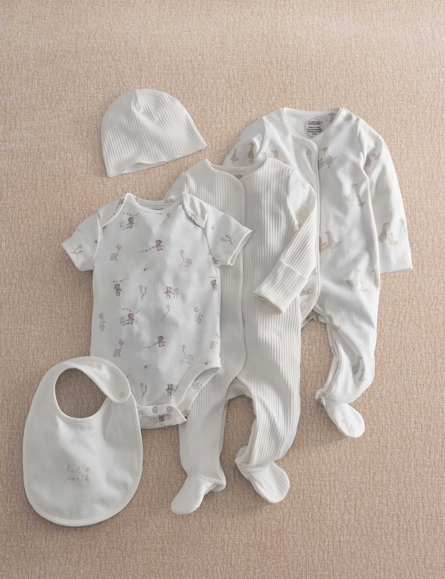 Mamas & Papas 5 Piece Cotton Rich Duck Starter Set (0-6 Mths) Grey