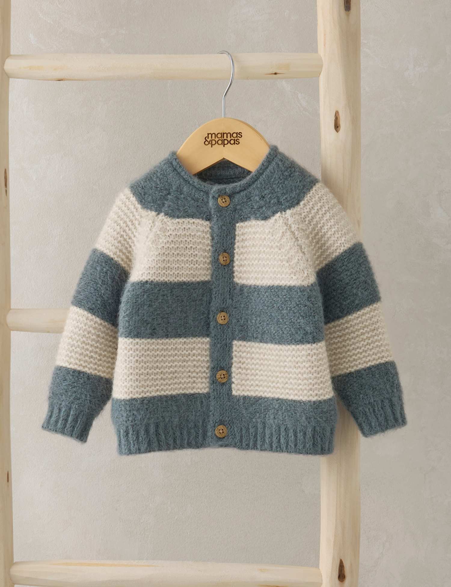 Mamas & Papas Striped Long Sleeve Knit Cardigan Blue