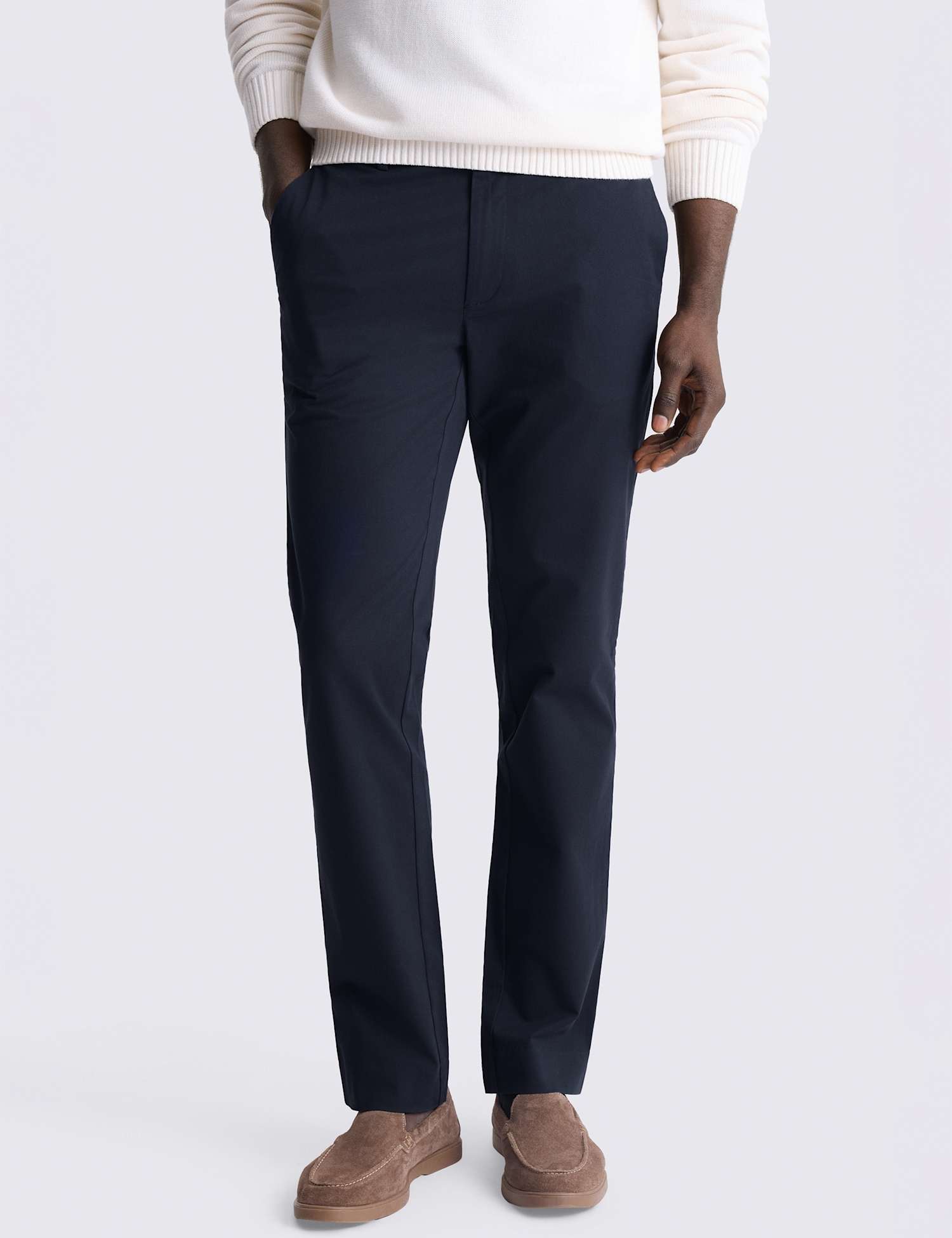 MOSS Slim Fit Cotton Rich Stretch Chinos Navy