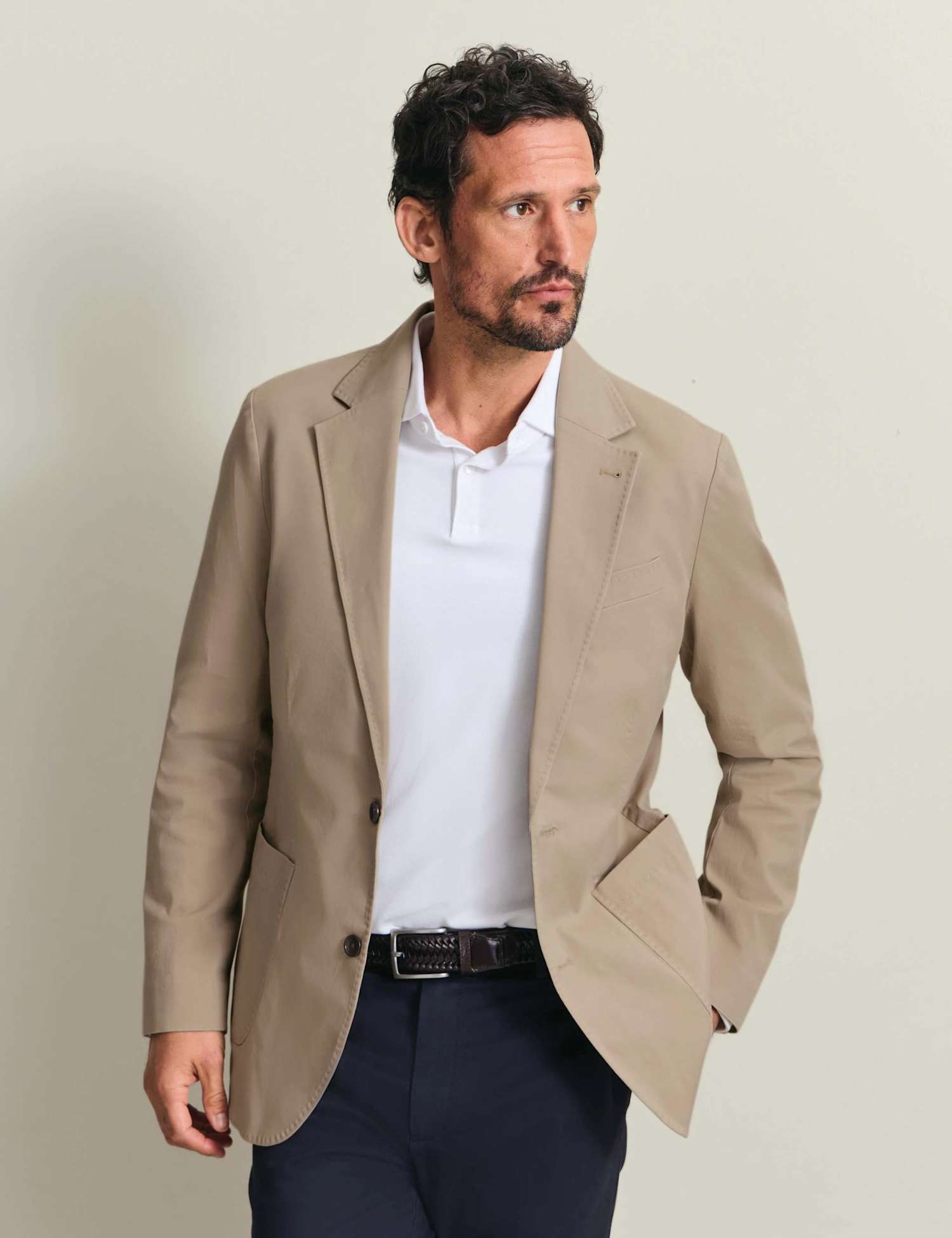 Charles Tyrwhitt Slim Fit Cotton Rich Stretch Blazer Taupe