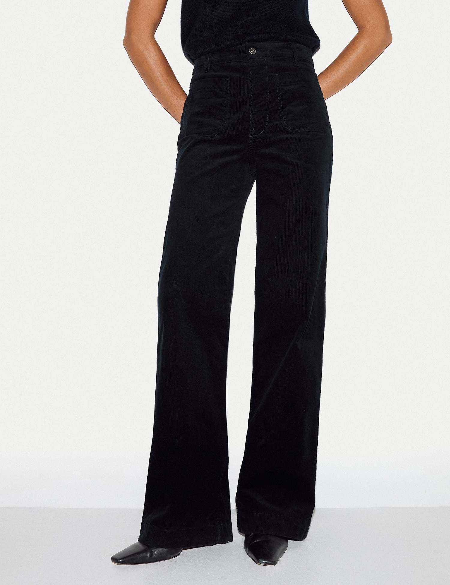 Jigsaw Cotton Rich Cord Textured Wide Leg Trousers Navy