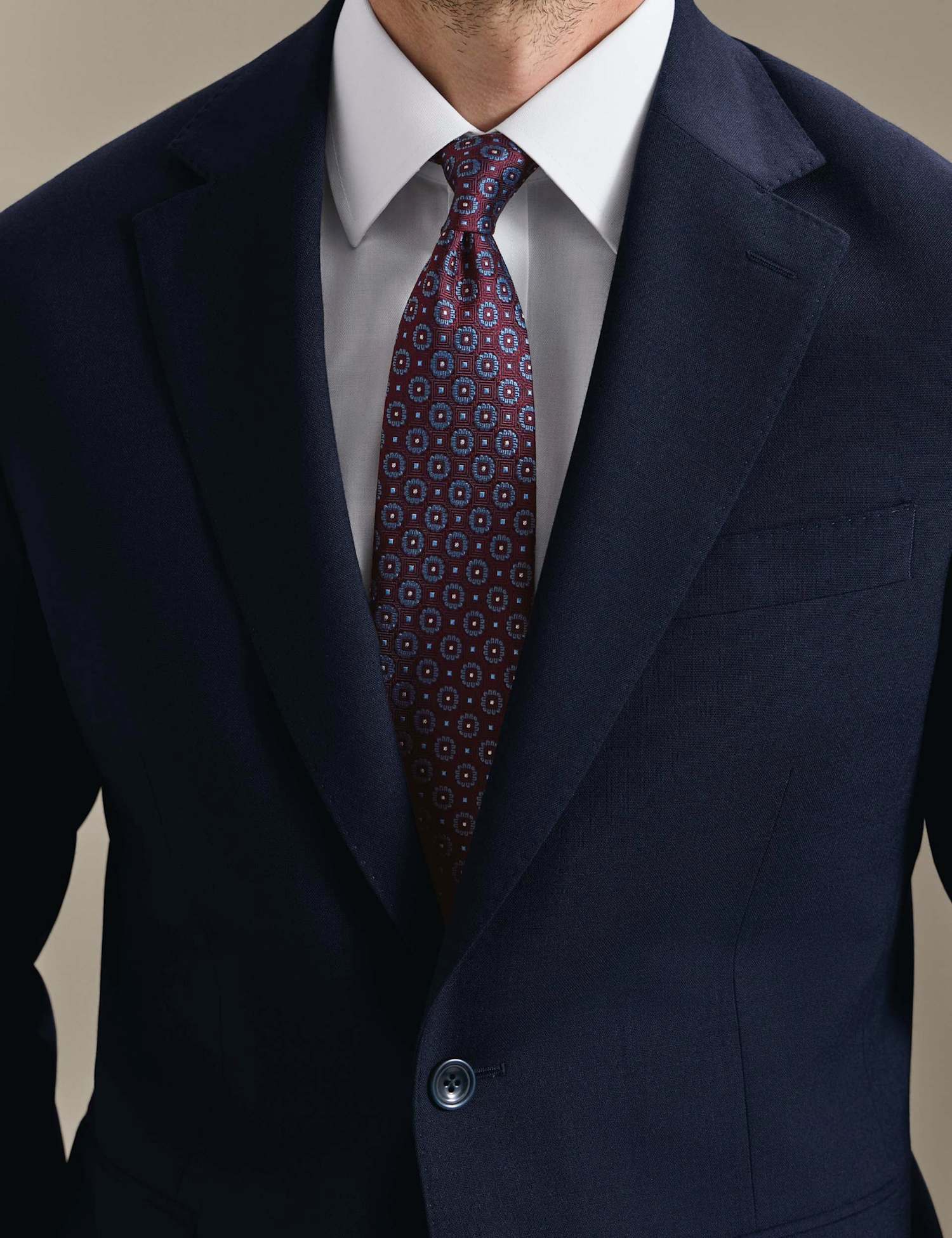 Charles Tyrwhitt Geometric Pure Silk Tie Burgundy Mix