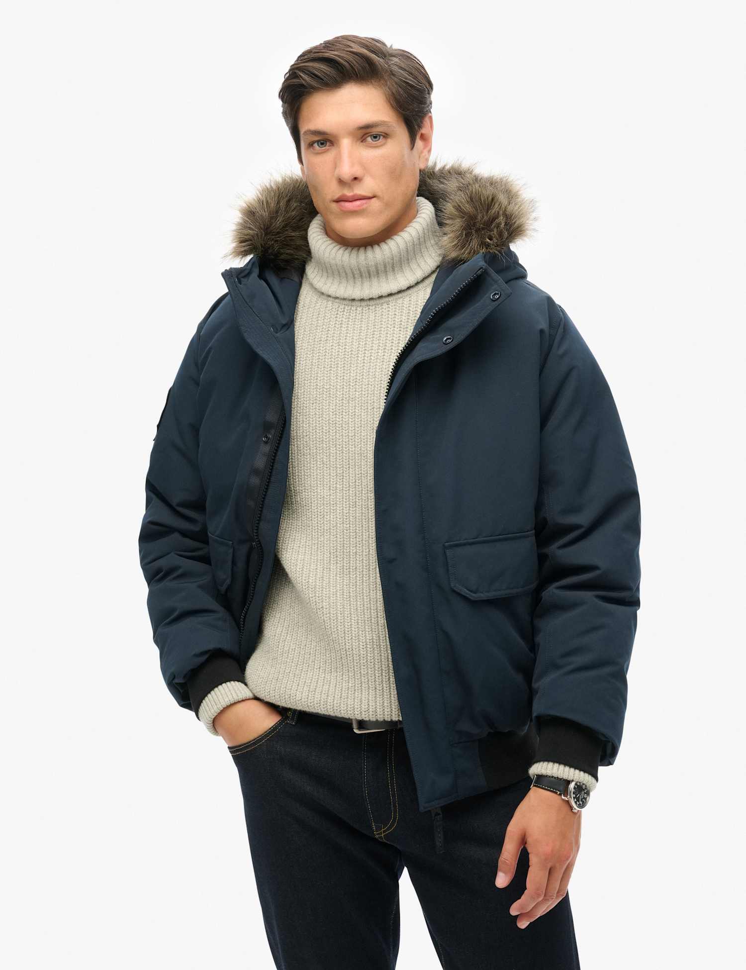 Superdry & Co Hooded Padded Bomber Jacket Navy