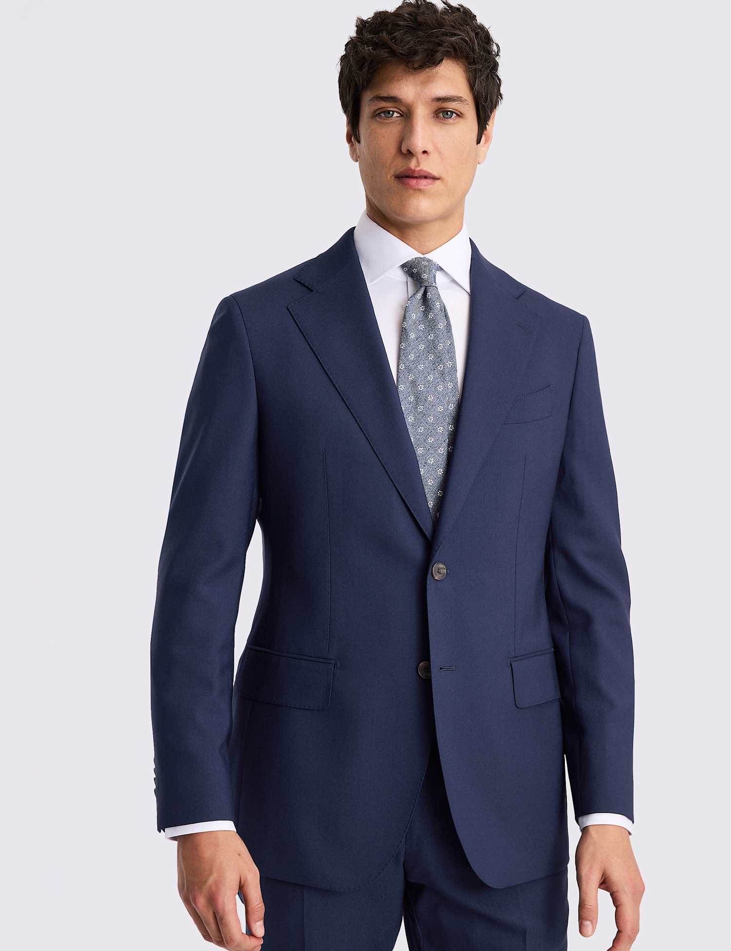 MOSS Tailored Fit Pure Italian Wool Suit Jacket Bright Blue