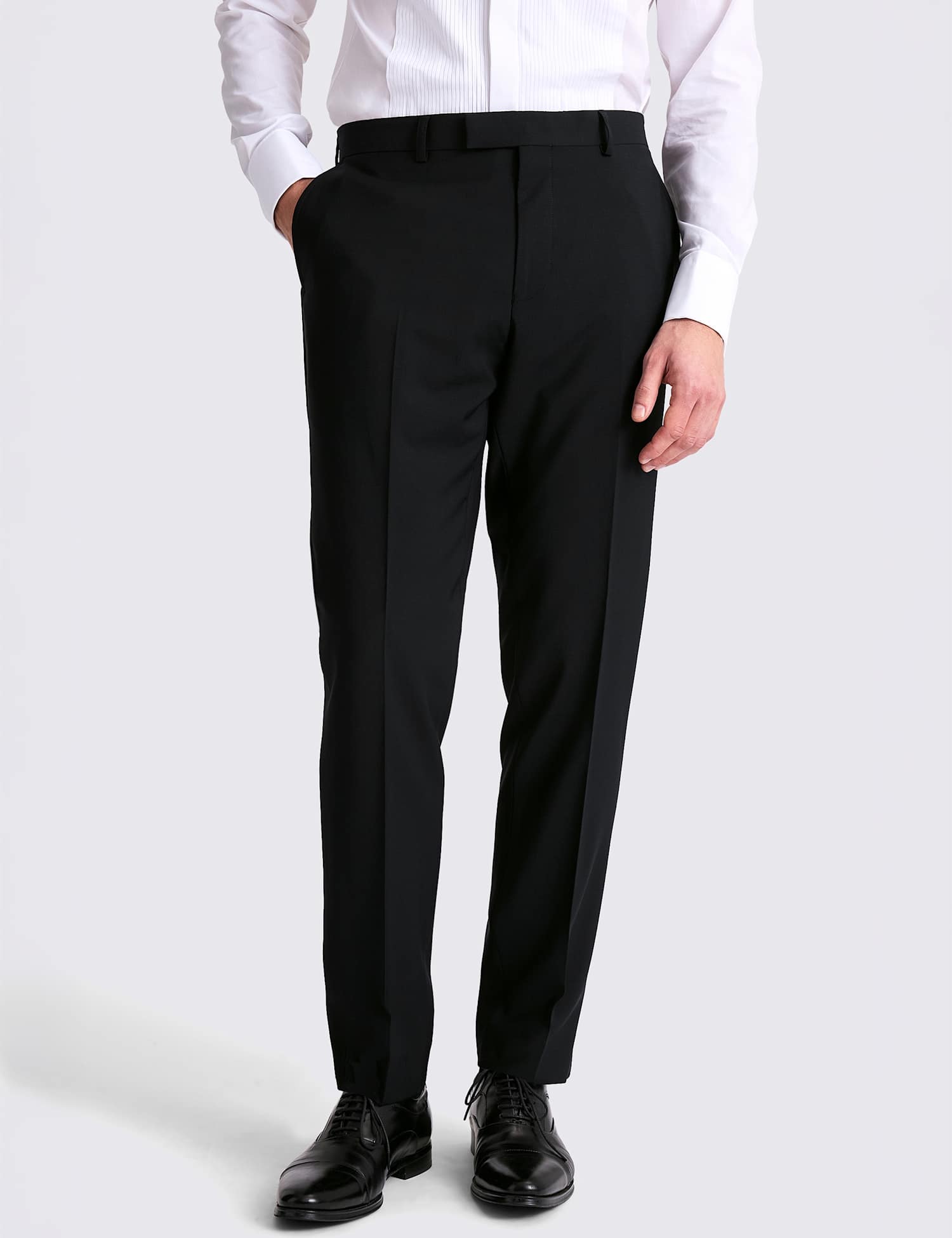 MOSS Tailored Fit Wool Blend Performance Suit Trousers Black