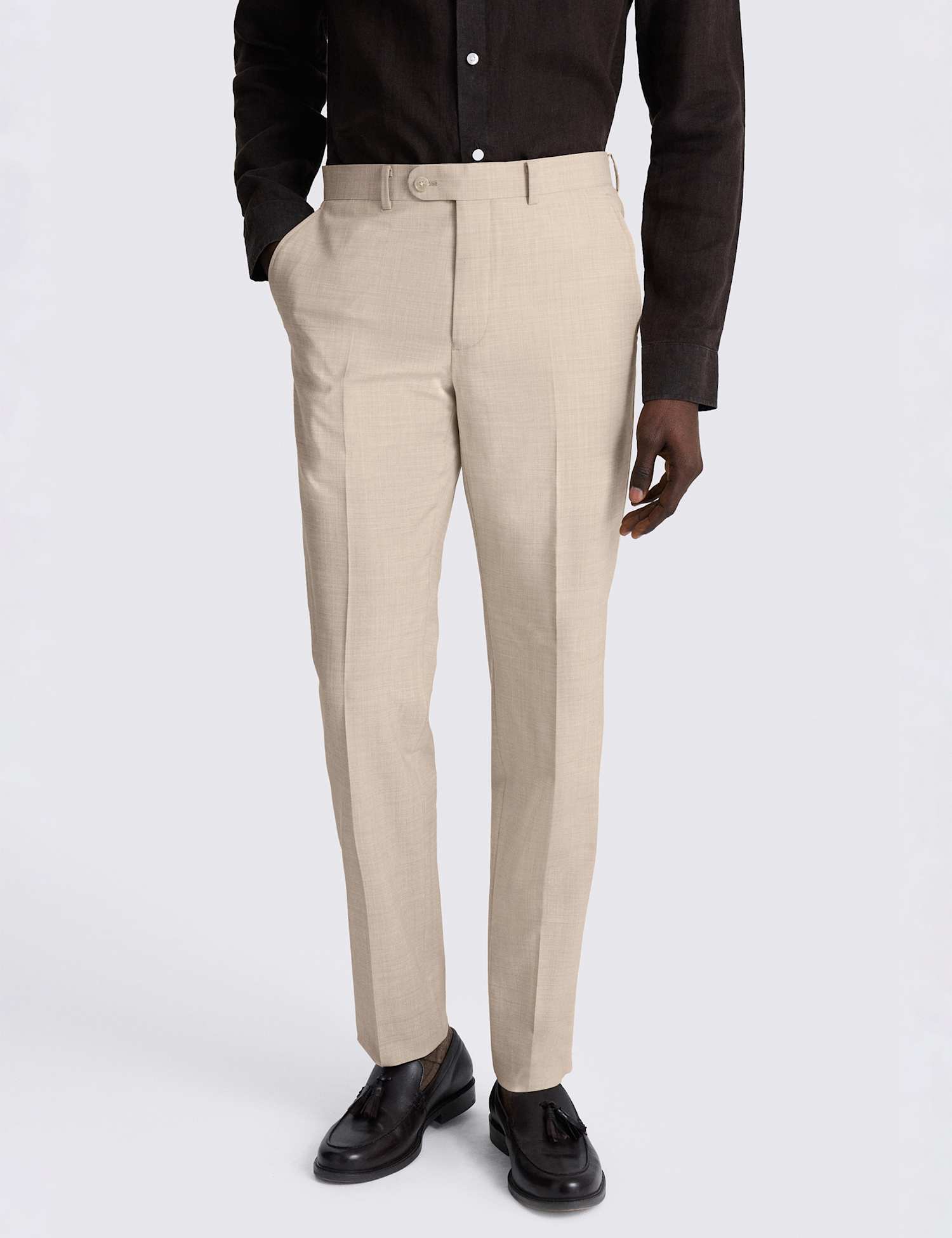 MOSS Tailored Fit Wool Rich Performance Suit Trousers Neutral