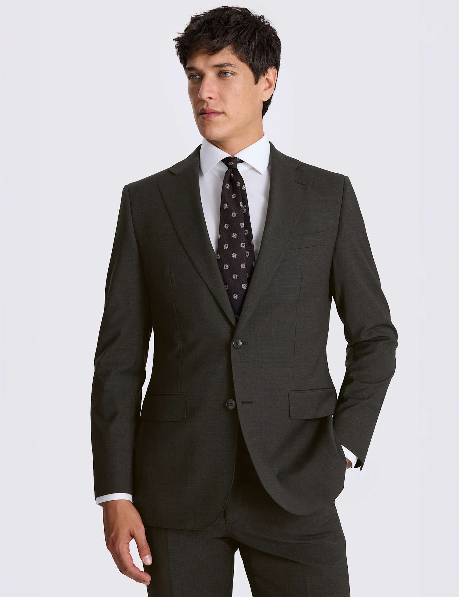 MOSS Tailored Fit Wool Rich Suit Jacket Charcoal