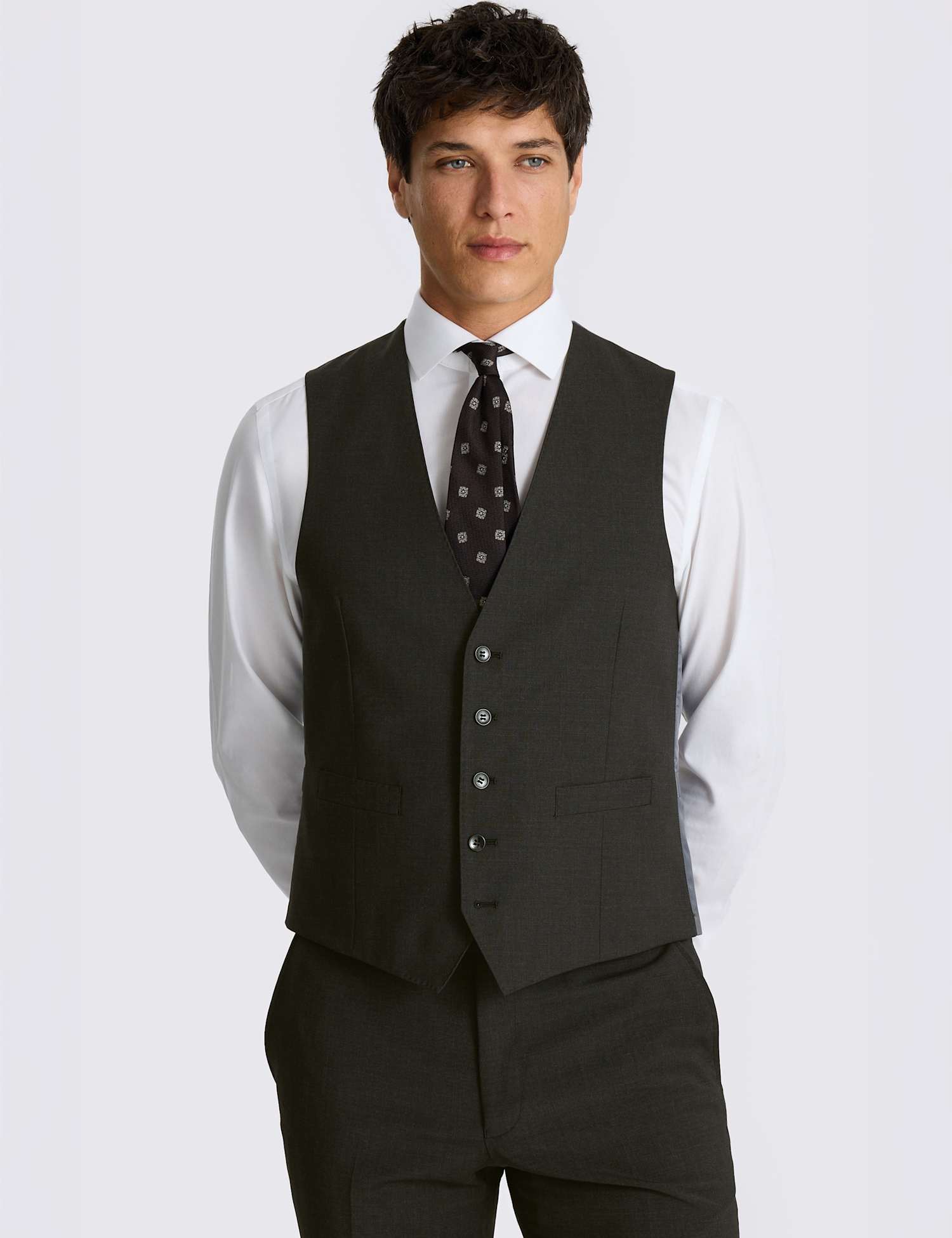 MOSS Tailored Fit Wool Rich Waistcoat Charcoal