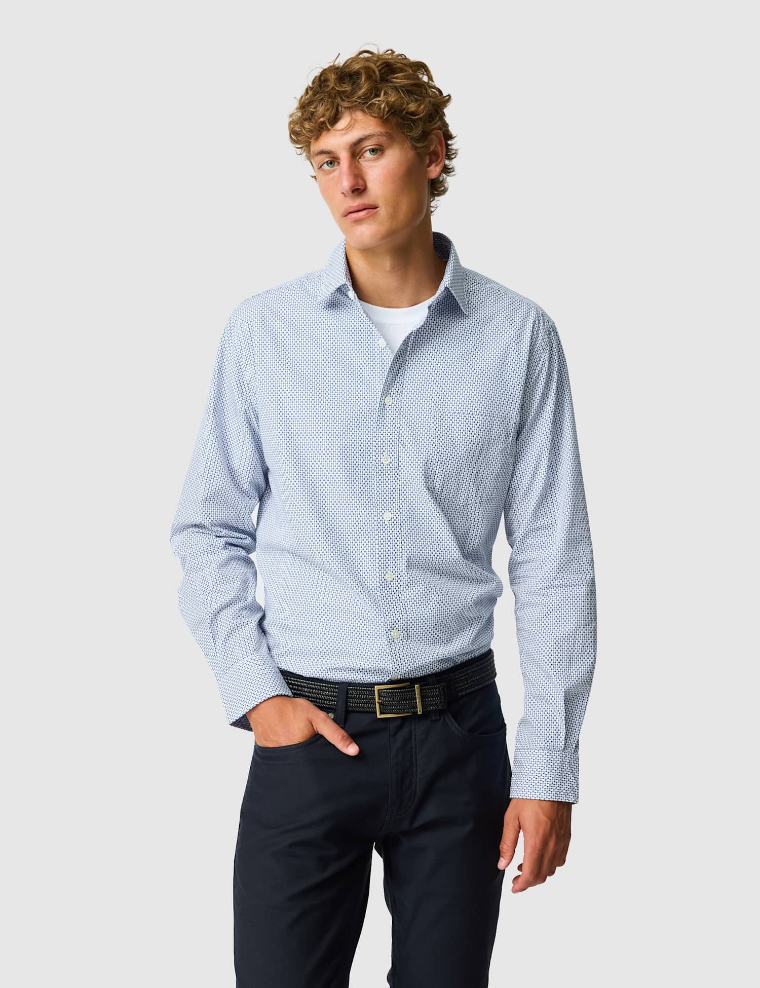 Rodd & Gunn Regular Fit Pure Cotton Shirt Light Blue Mix