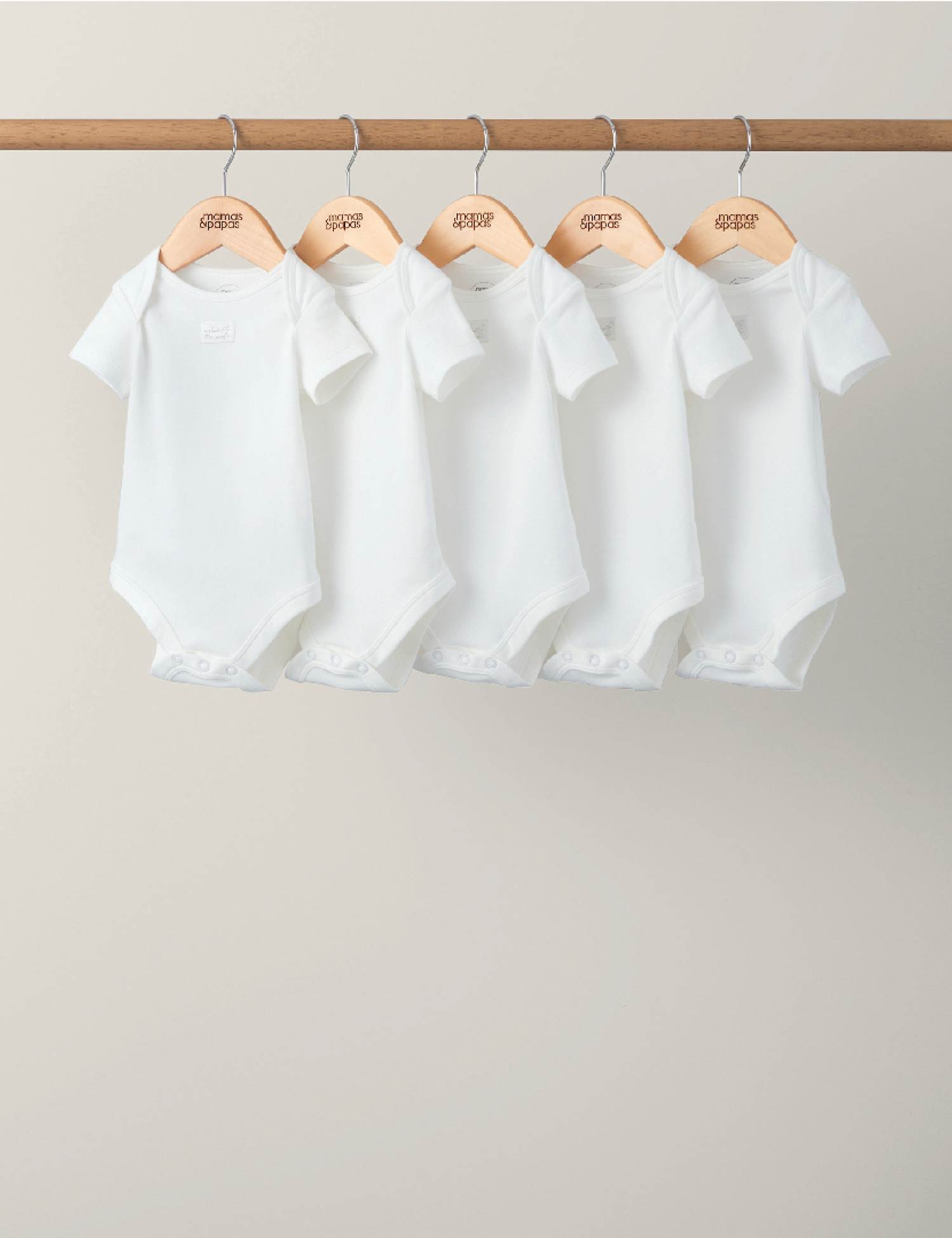 Mamas & Papas 5 Pack Pure Cotton Welcome Bodysuits (0-24 Mths) White