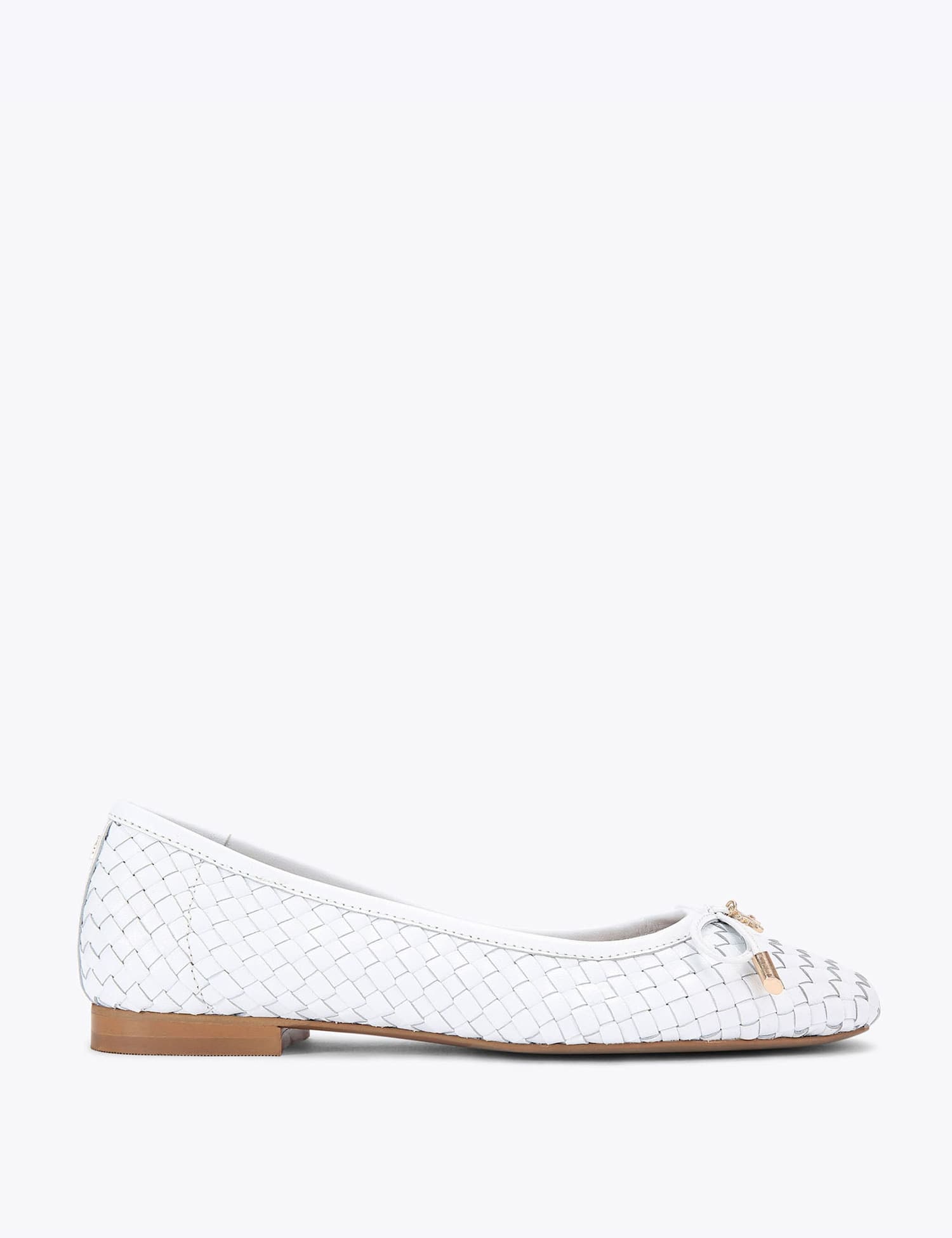 Kurt Geiger Leather Woven Bow Flat Ballet Pumps White