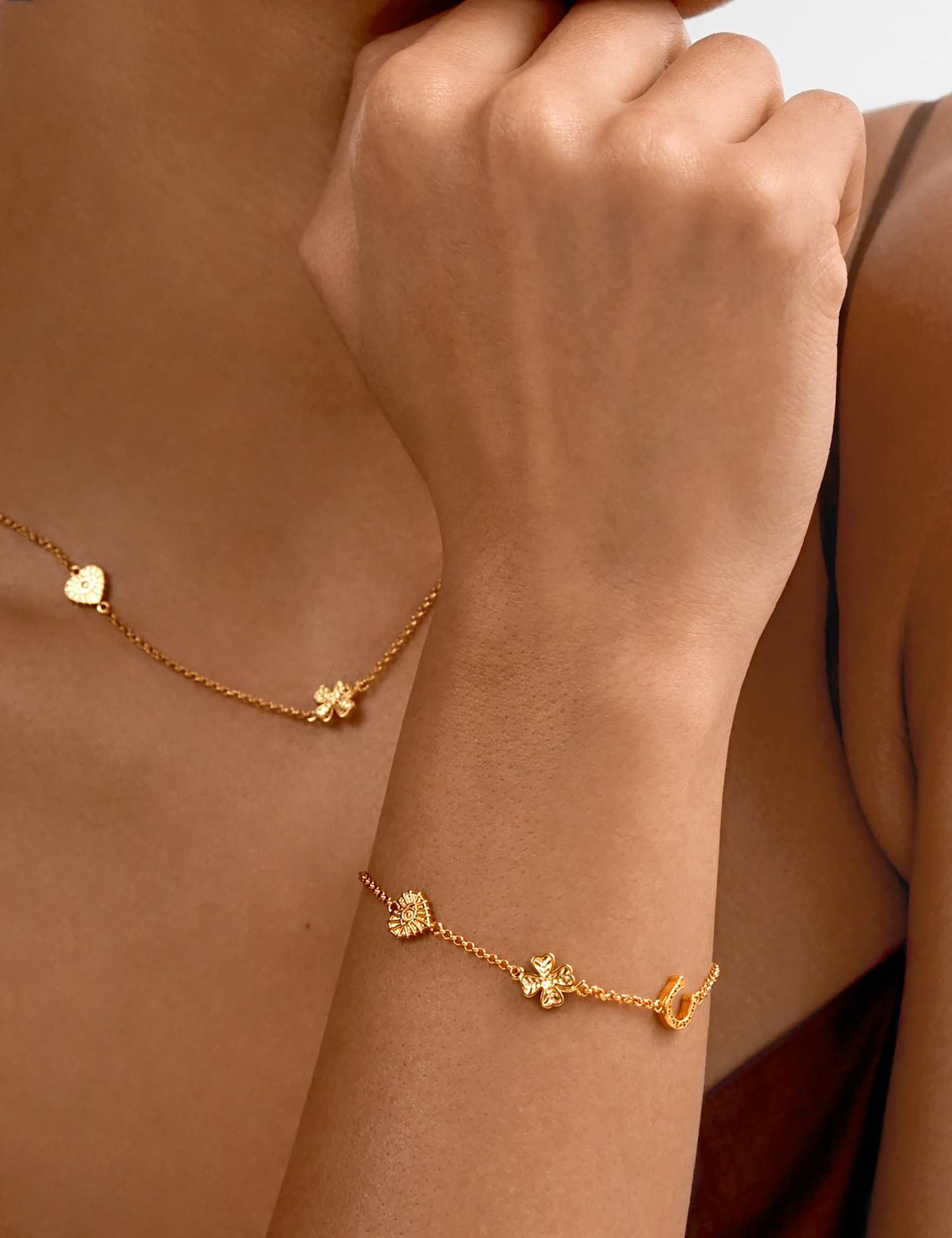 Katie Loxton Gold-Plated Waterproof Lucky Charm Bracelet Gold