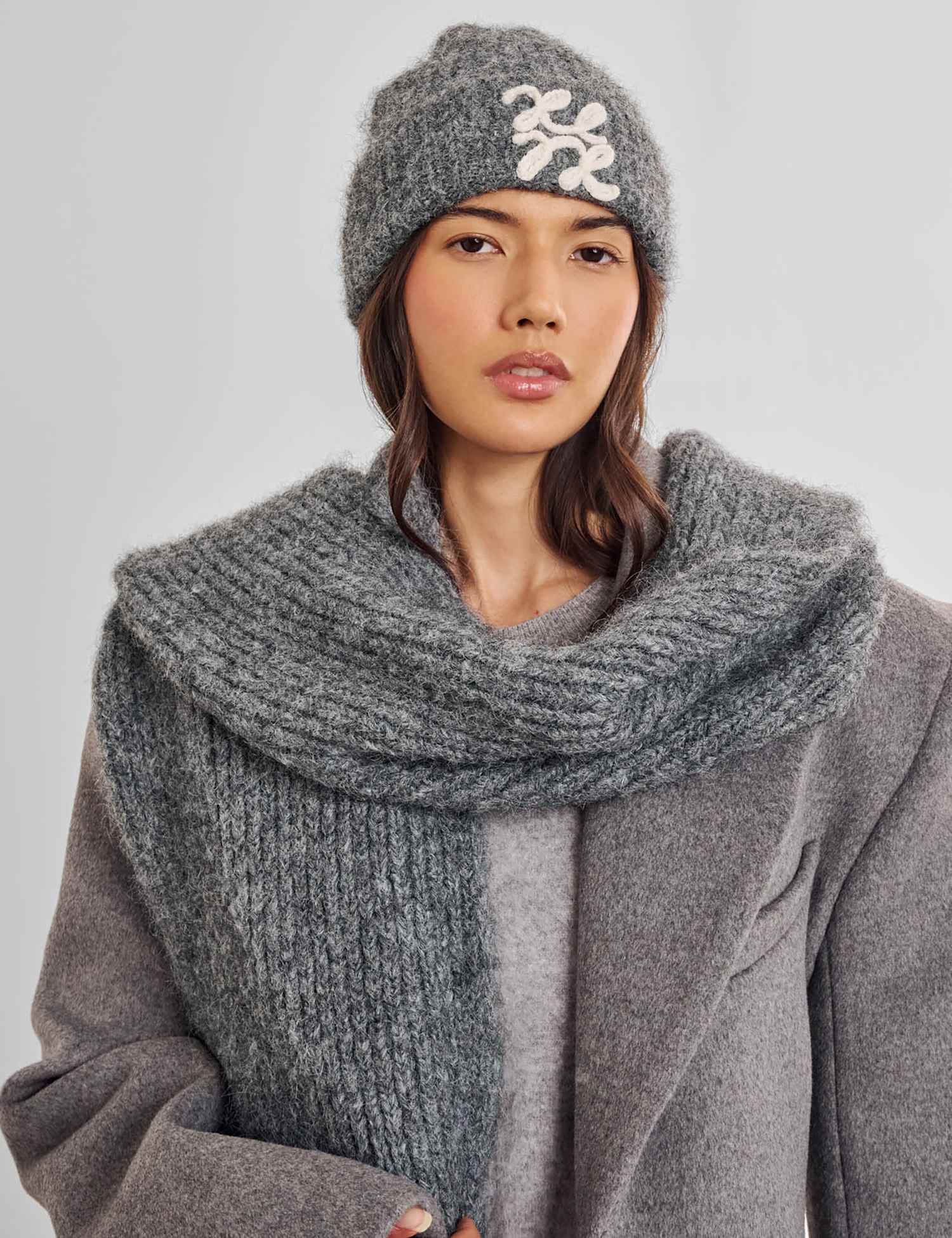 Katie Loxton Rib Logo Appliqu� Beanie Hat Charcoal