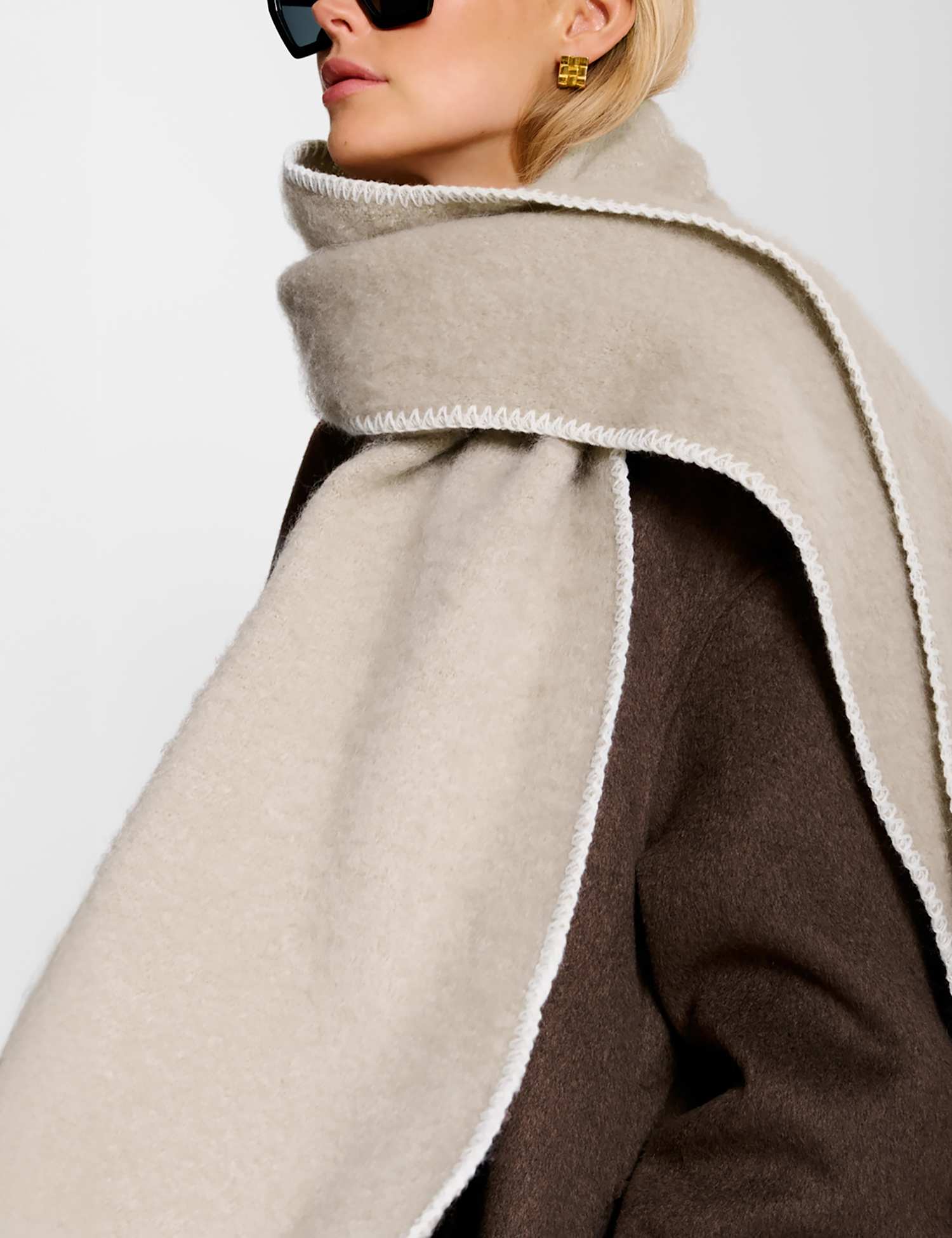 Katie Loxton Brushed Whipstitch Scarf Taupe