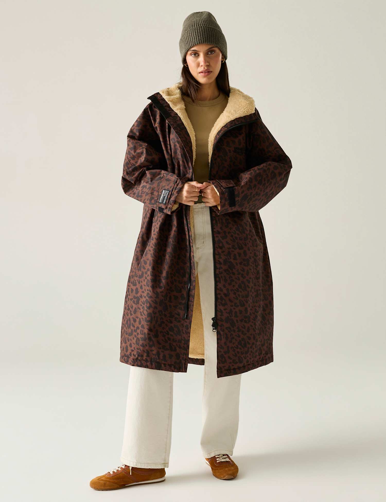Regatta Waterproof Hooded Padded Jacket Brown Mix