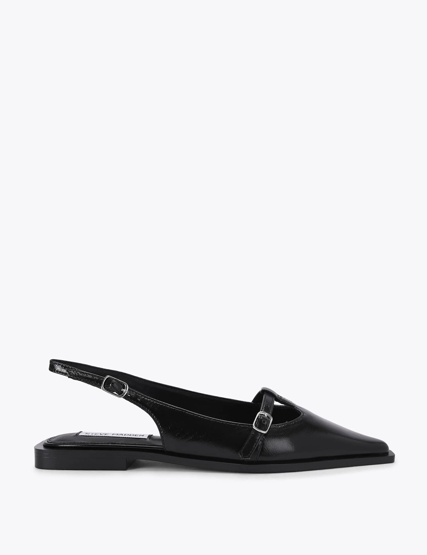 Steve Madden Leather Flat Pointed Slingback Shoes Black