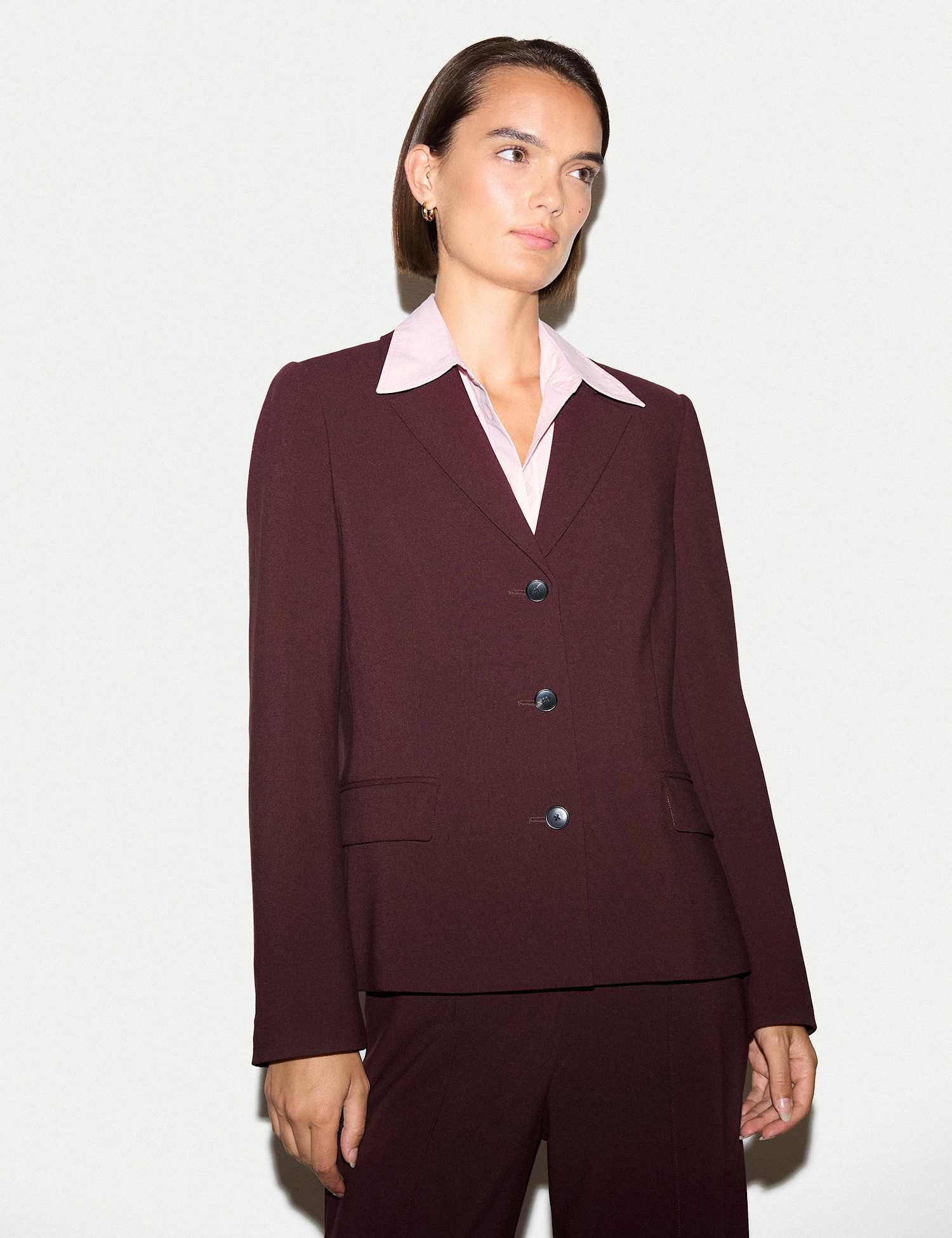 Jigsaw Crepe Tailored Blazer Burgundy