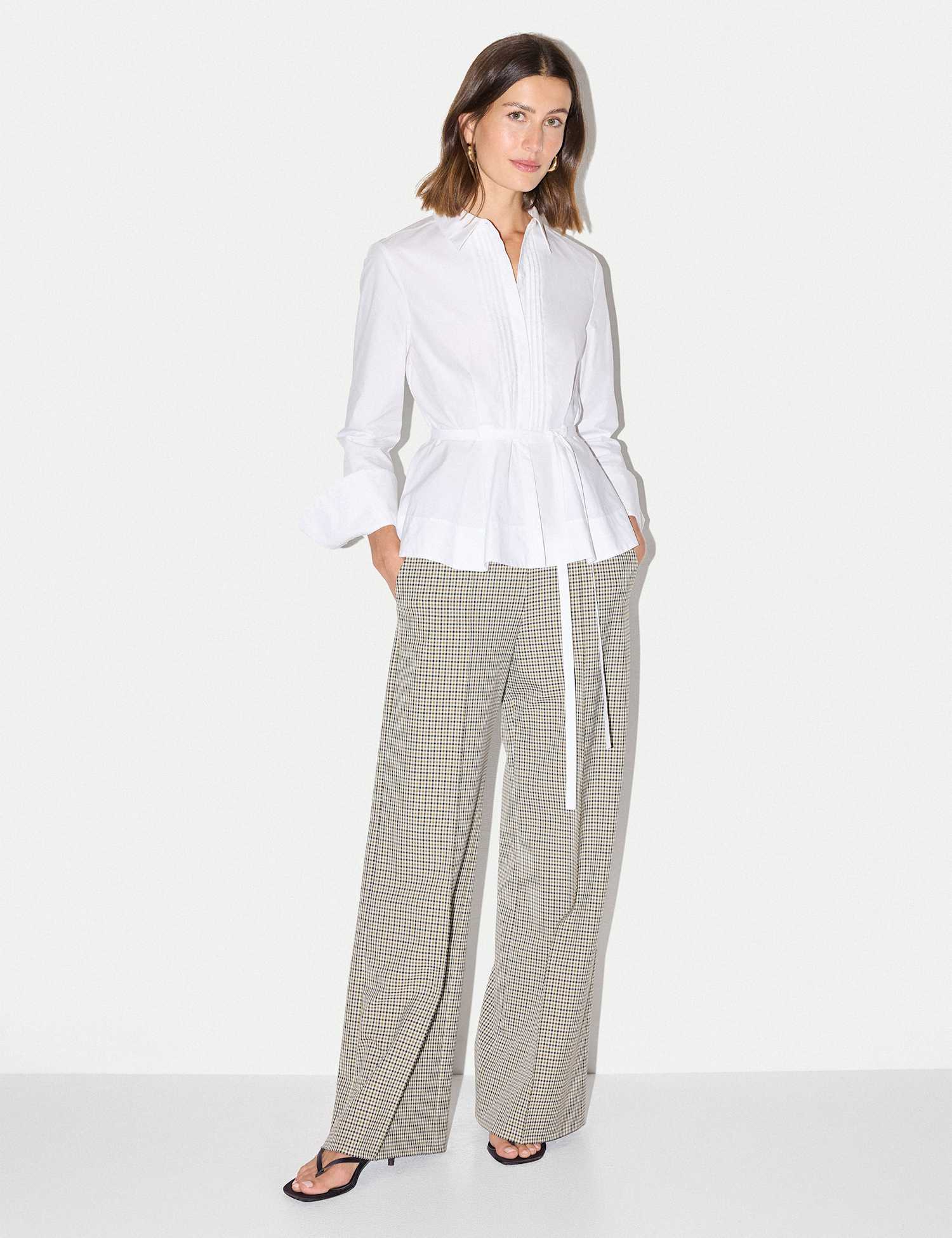 Jigsaw Pure Cotton Collared Peplum Shirt White
