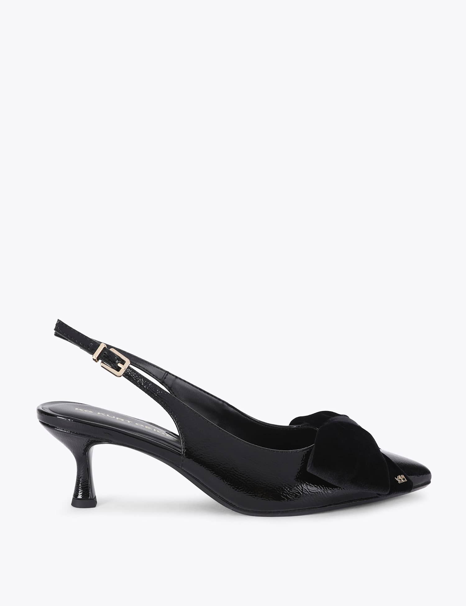 Kurt Geiger Velvet Bow Kitten Heel Slingback Shoes Black