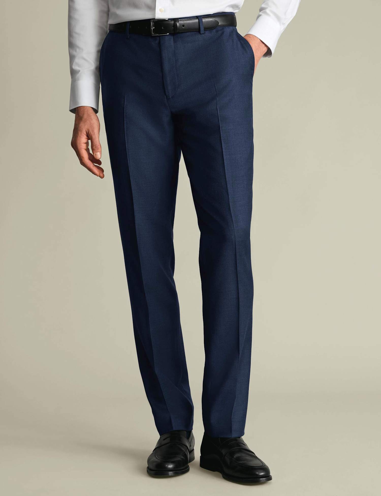 Charles Tyrwhitt Slim Fit Super 100s Wool Twill Suit Trousers Indigo