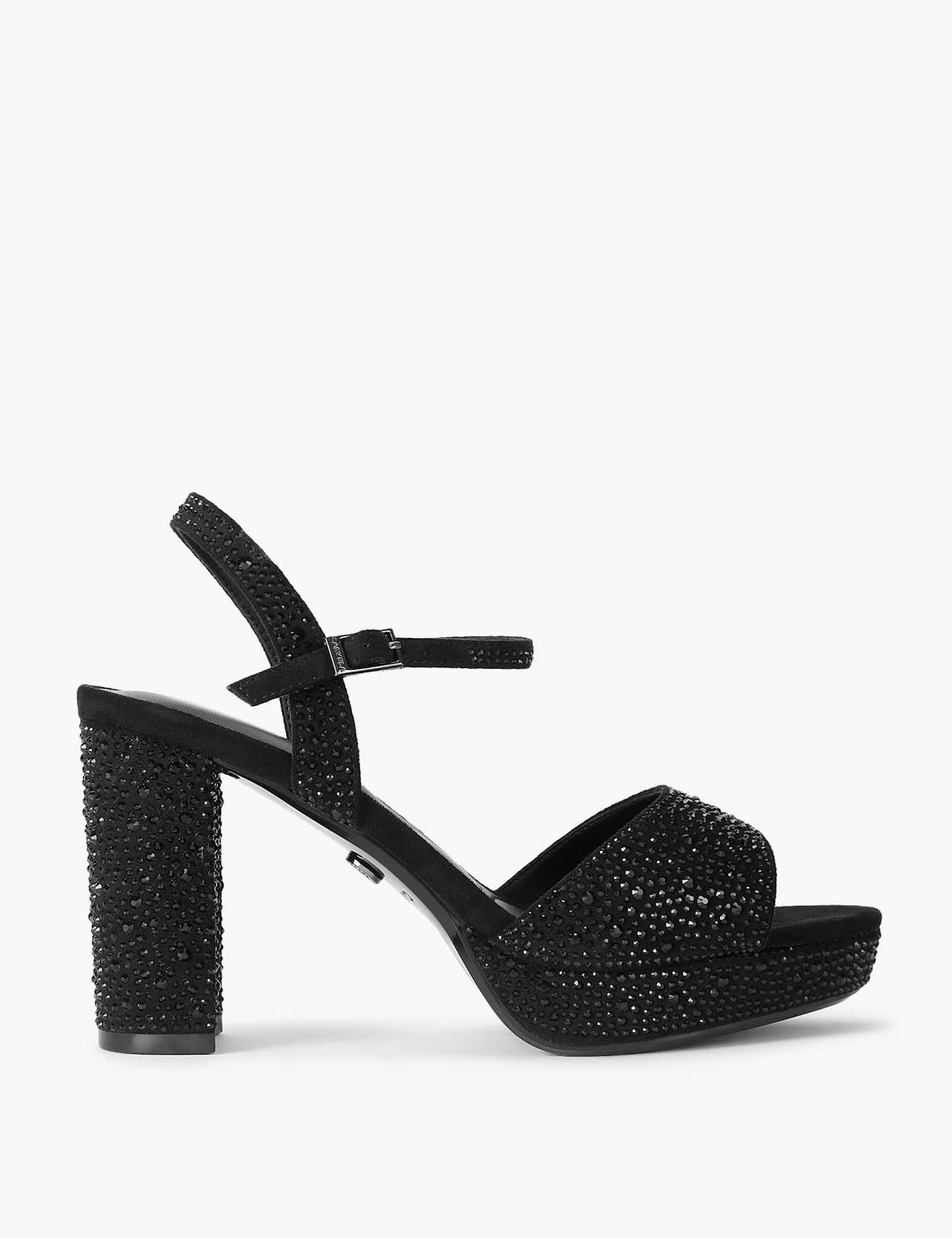 Carvela Embellished Platform Block Heel Open Toe Shoes Black
