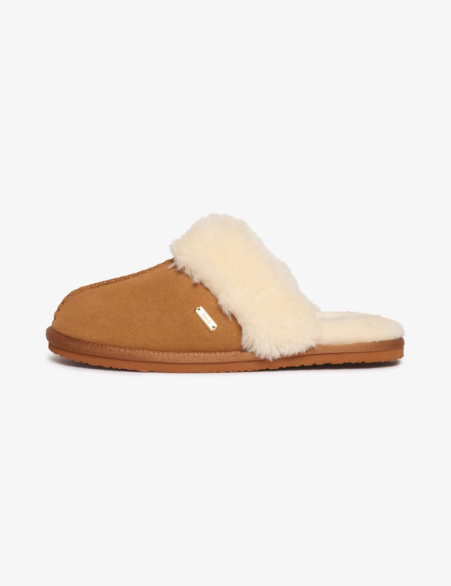 Superdry & Co Sheepskin Faux Fur Lined Mule Slippers Tan