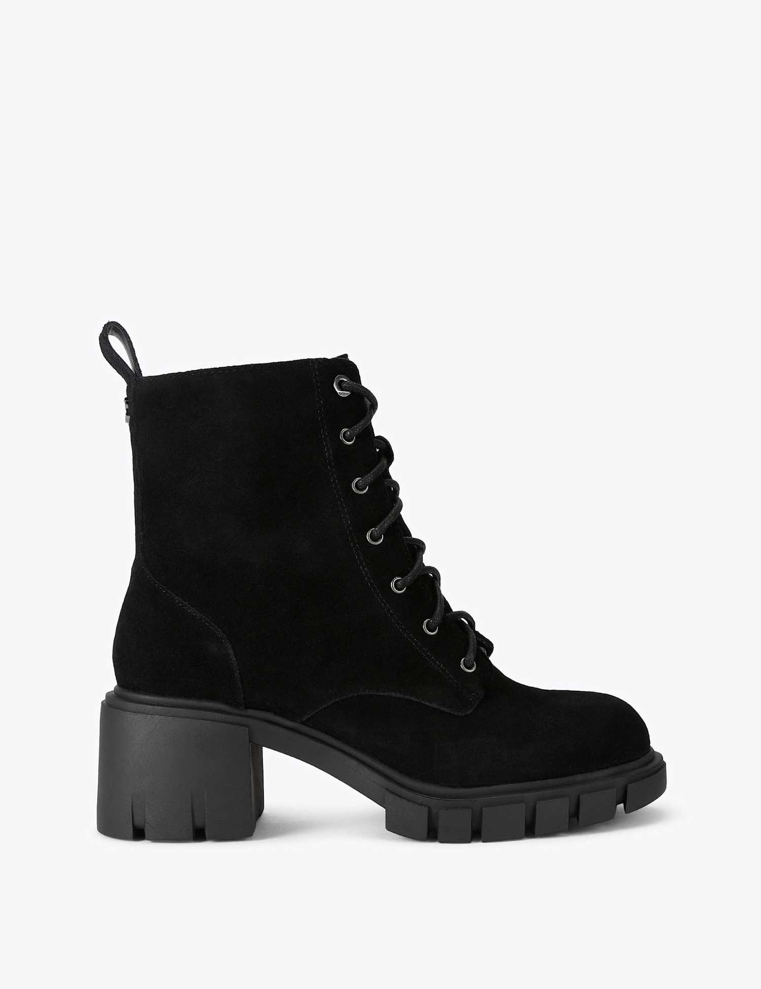 Carvela Suede Lace Up Block Heel Ankle Boots Black