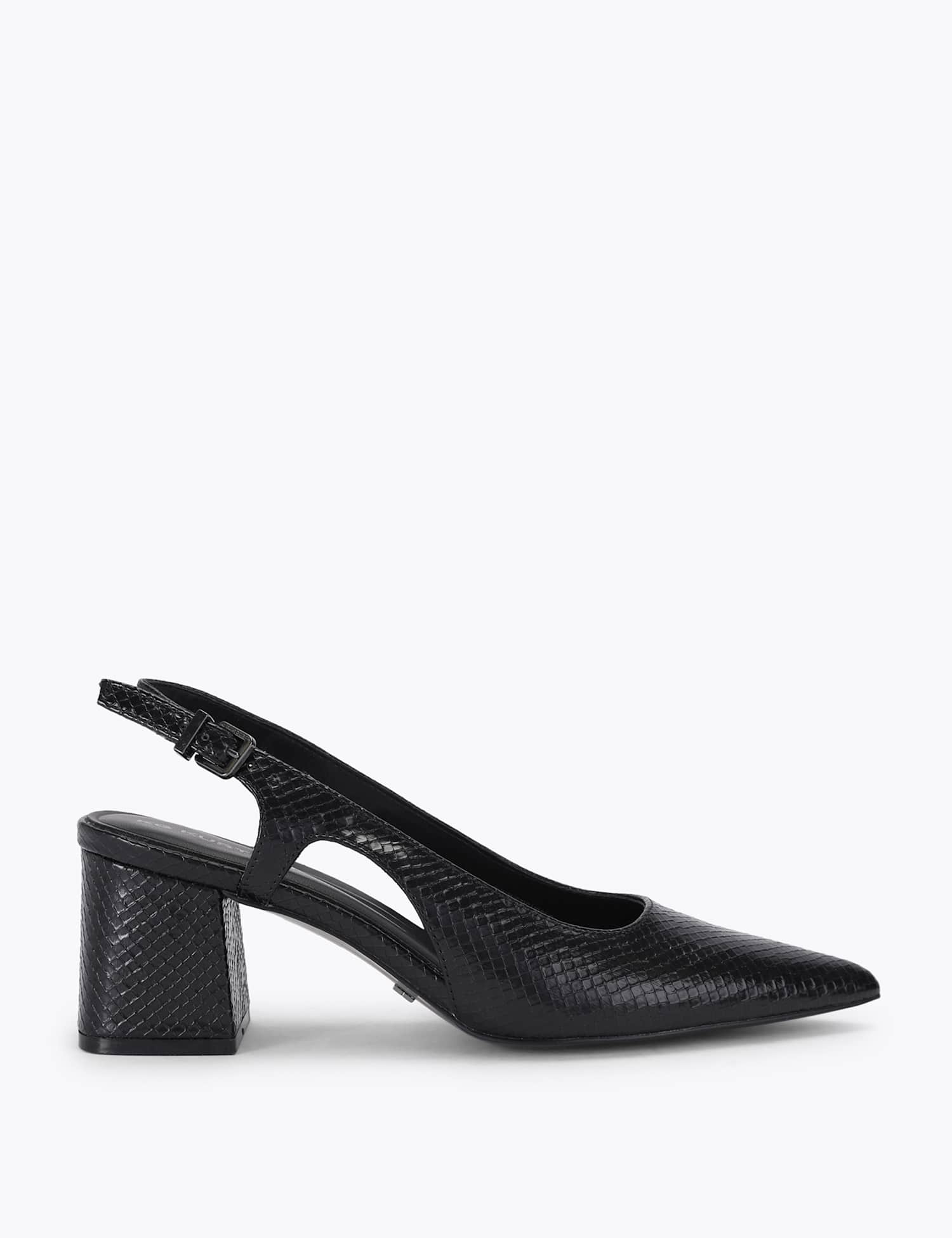Kurt Geiger Ankle Strap Block Heel Pointed Court Shoes Black