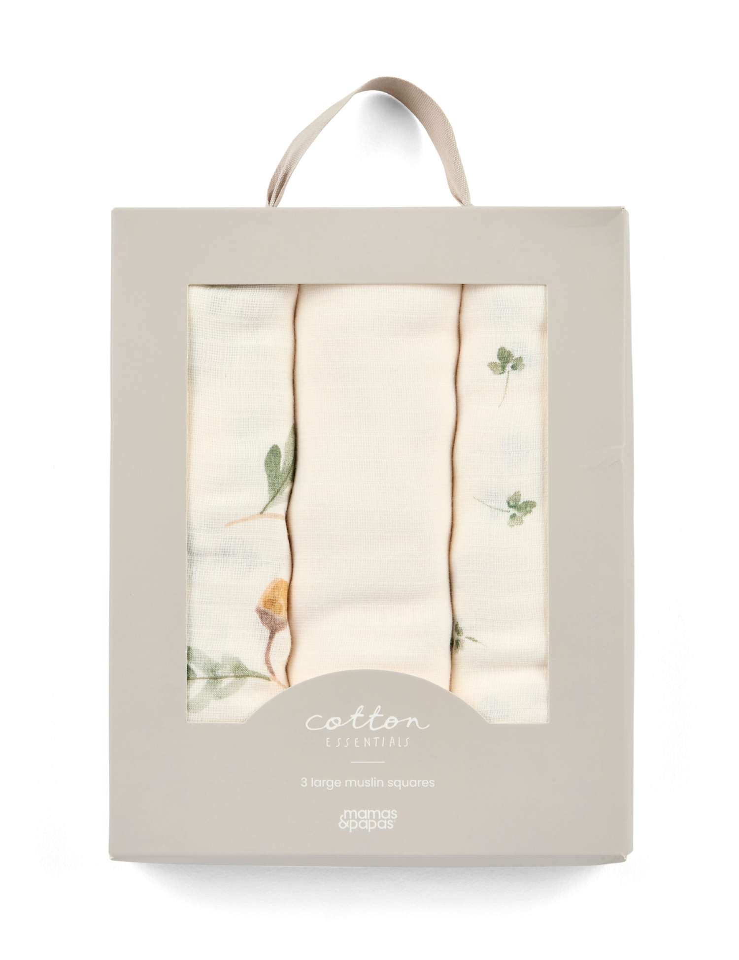 Mamas & Papas 3 Pack Pure Cotton Acorn & Clover Muslins Green