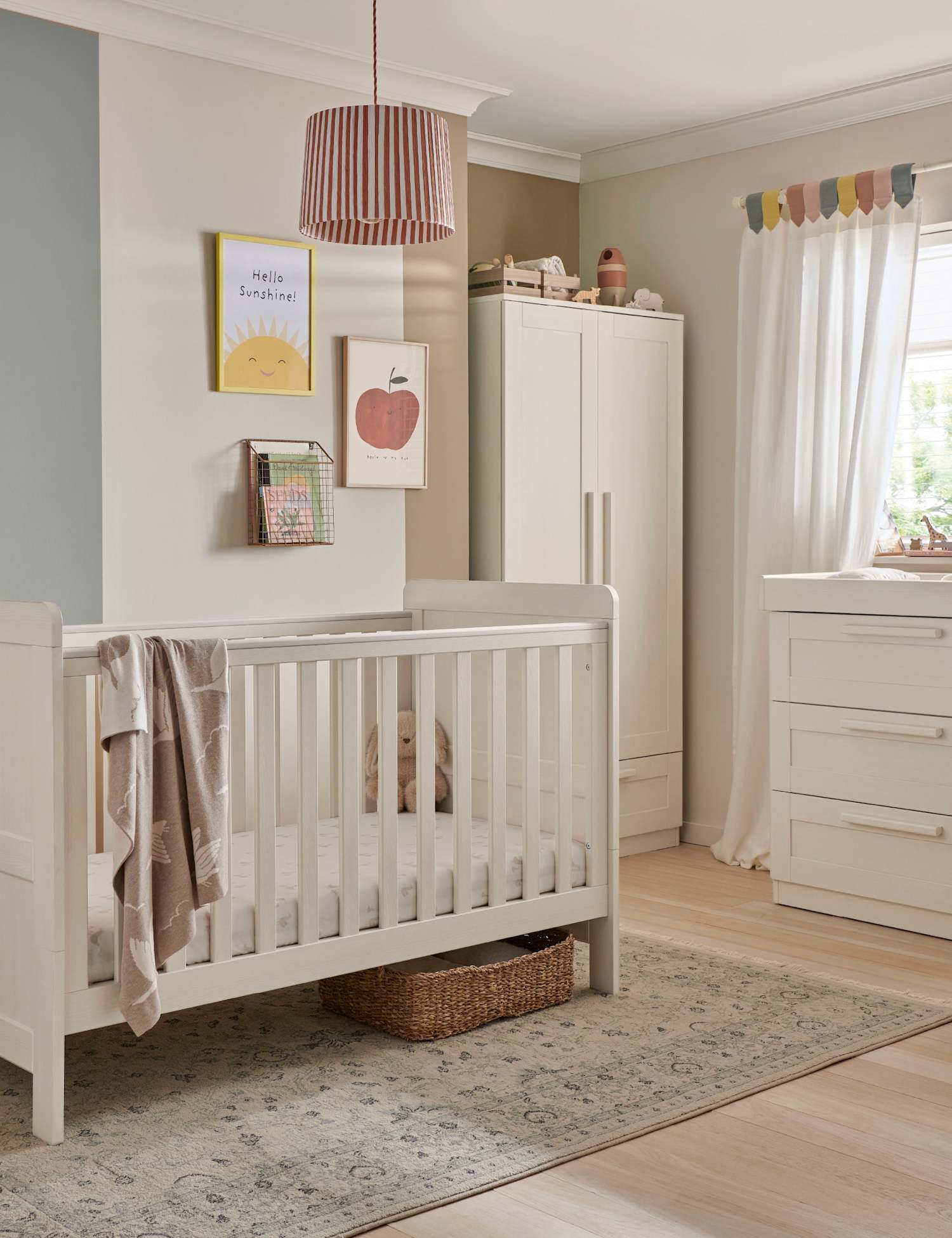 Mamas & Papas Atlas 3 Piece Cot Bed Dresser & Wardrobe Set Stone