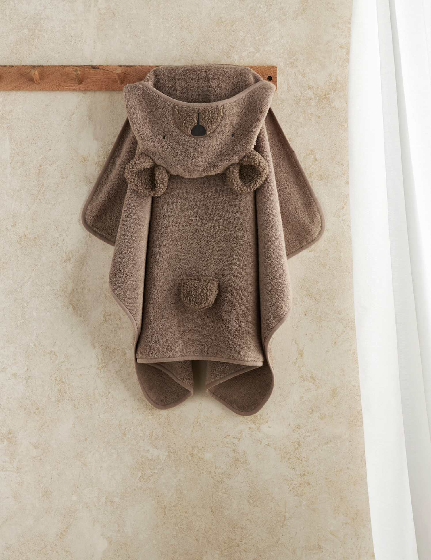 Mamas & Papas Pure Cotton Hooded Bear Towel Brown