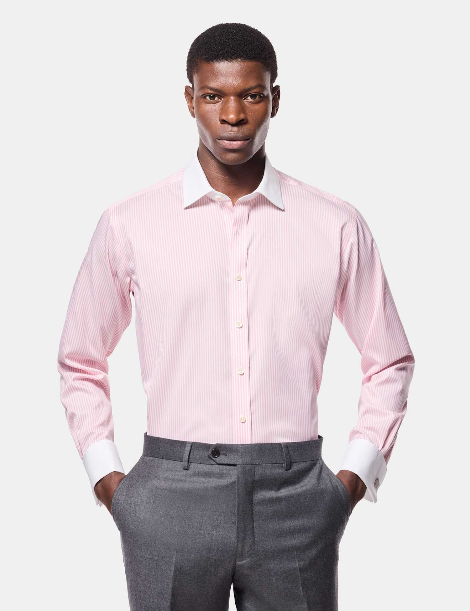 Hawes & Curtis Slim Fit Non Iron Striped Shirt Pink Mix