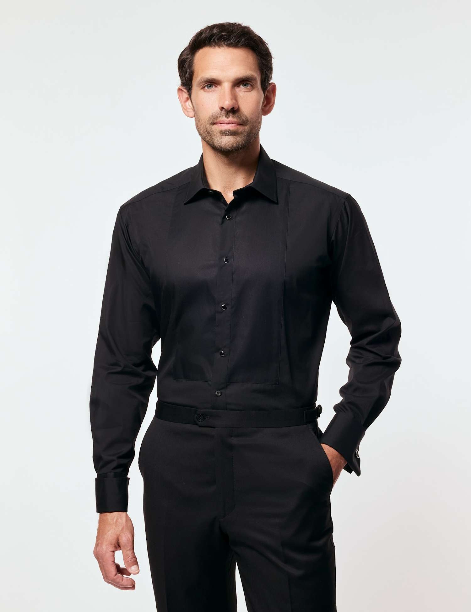 Hawes & Curtis Regular Fit Waffle Evening Shirt Black