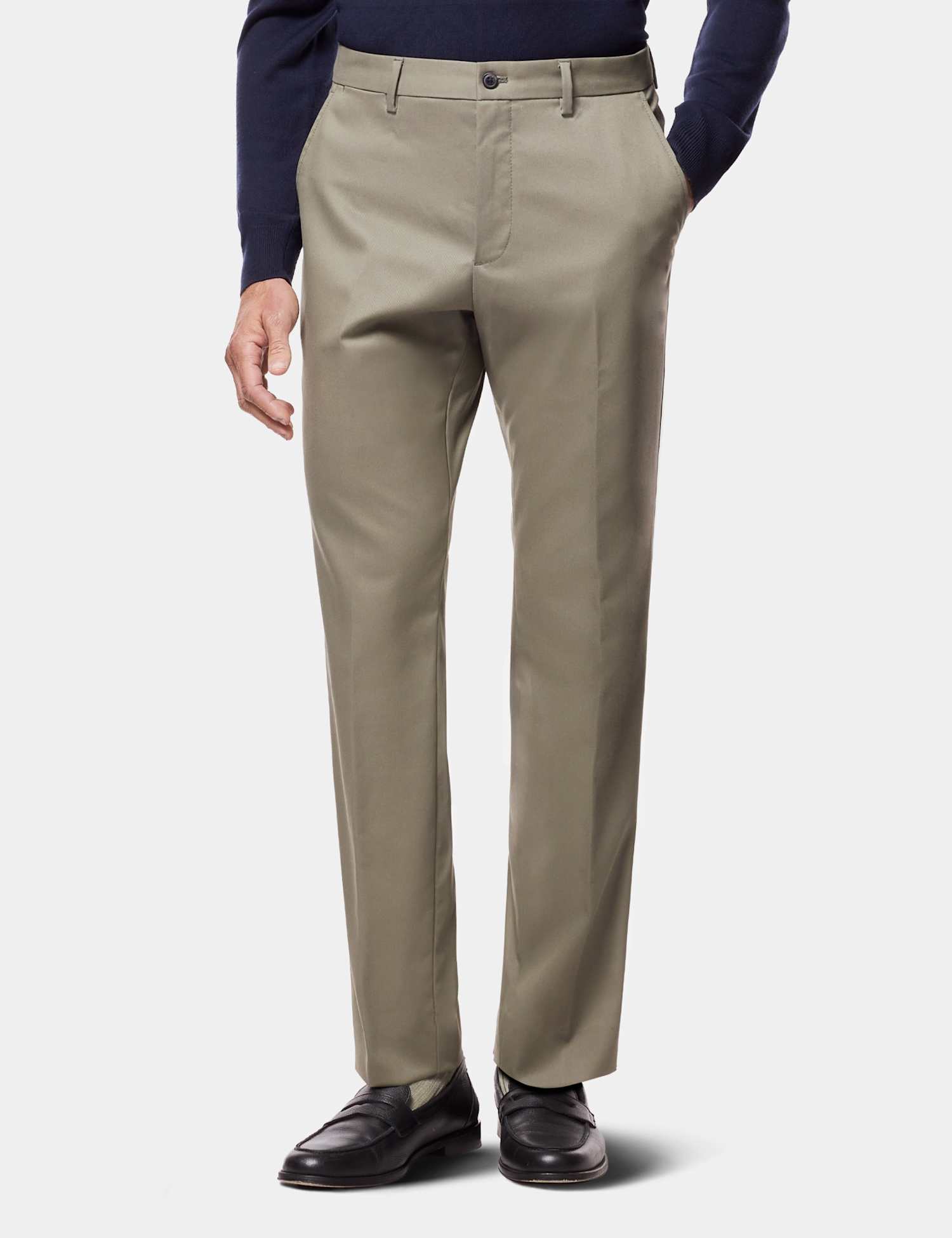 Hawes & Curtis Regular Fit Easy-Iron Brushed Twill Chinos Olive