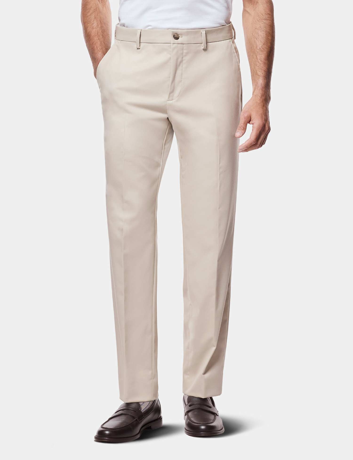 Hawes & Curtis Regular Fit Easy-Iron Brushed Twill Chinos Beige