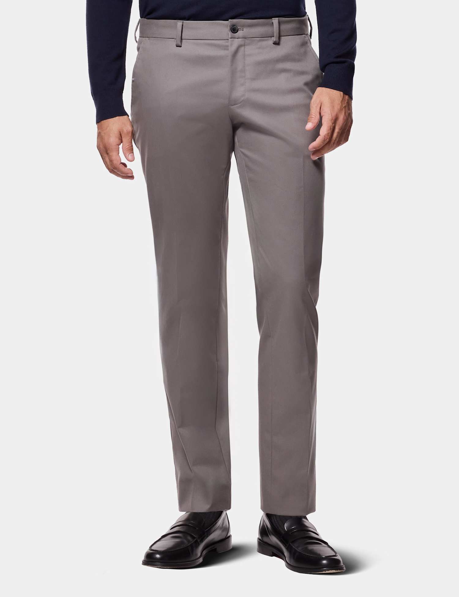 Hawes & Curtis Regular Fit Easy-Iron Brushed Twill Chinos Dark Grey