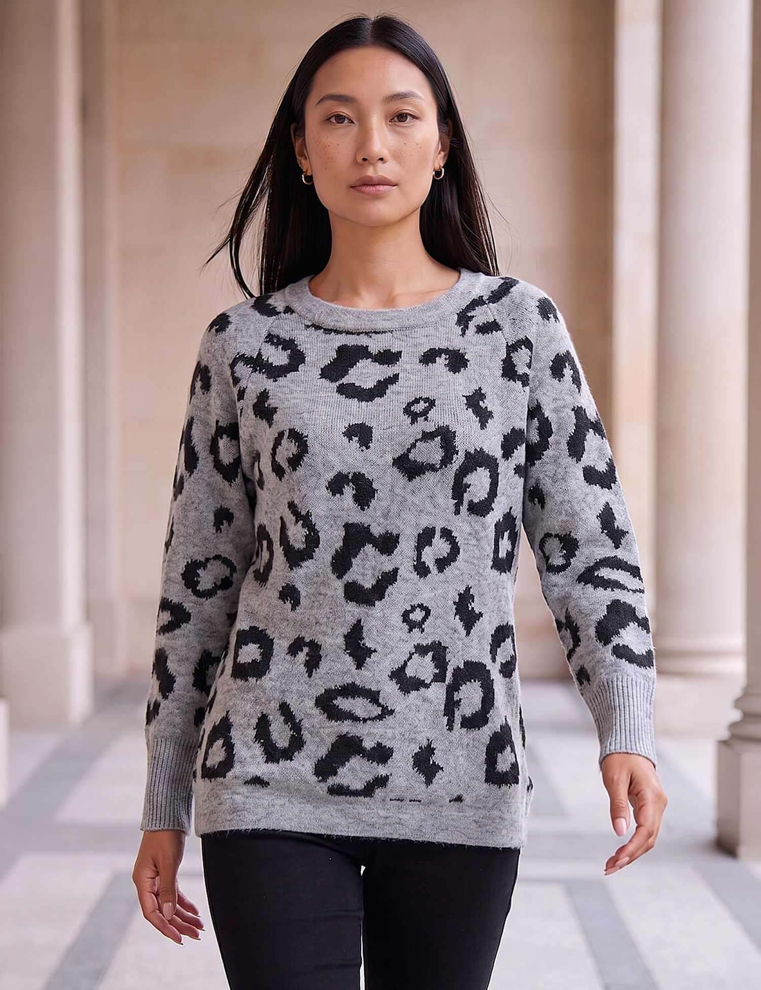 Roman Animal Print Jumper Grey