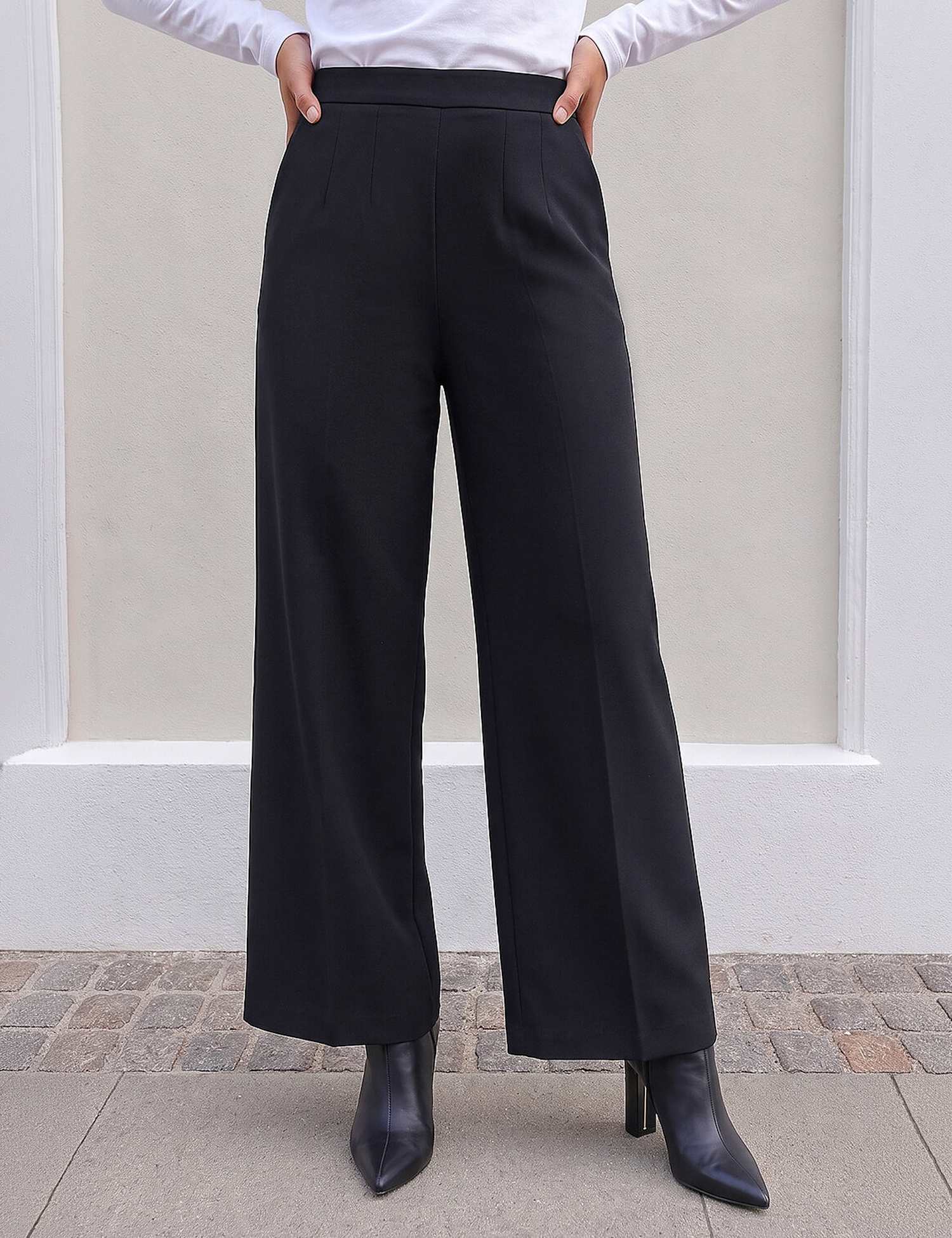 Roman Petite Ponte Wide Leg Trousers Black