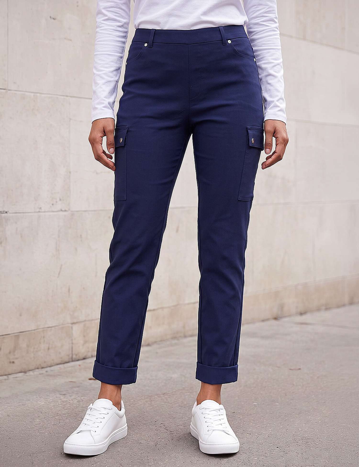 Roman Cargo Straight Leg Trousers Navy