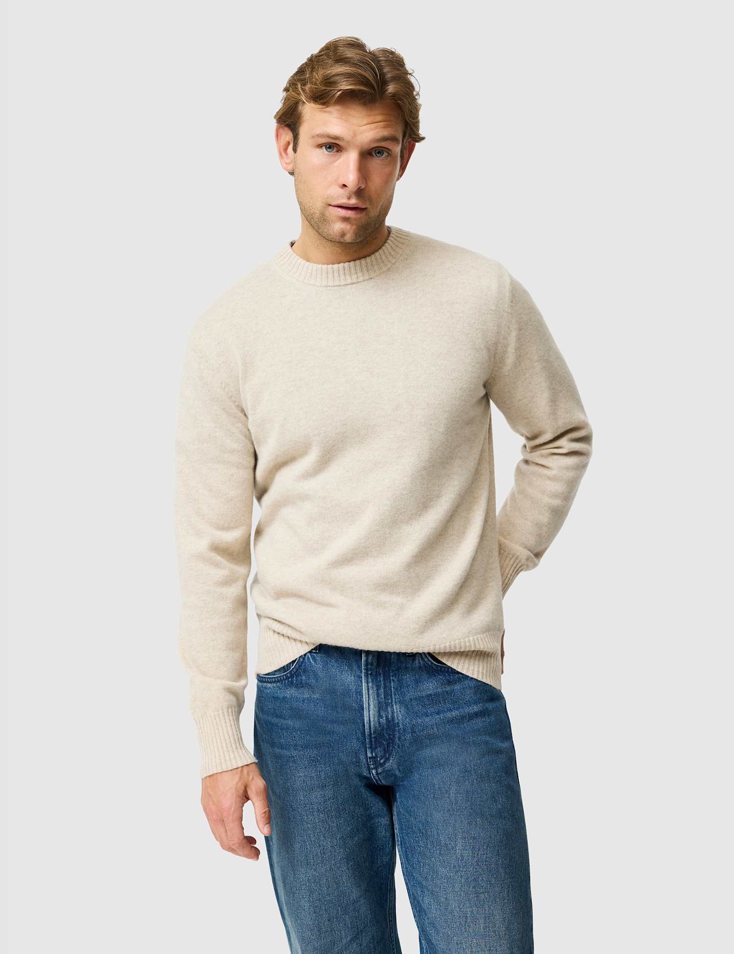 Rodd & Gunn Long Sleeve Wool Crew Neck Jumper Light Cream