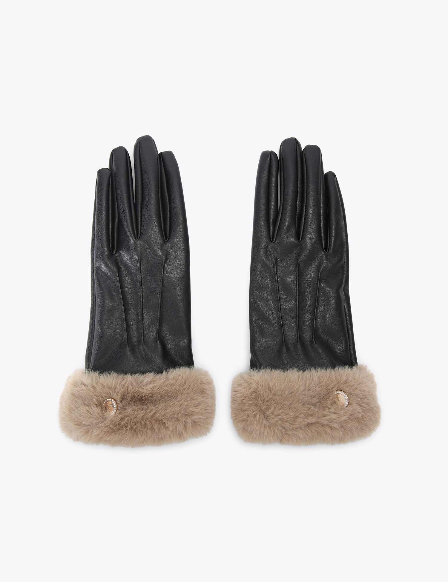 Carvela Faux Fur Gloves Beige