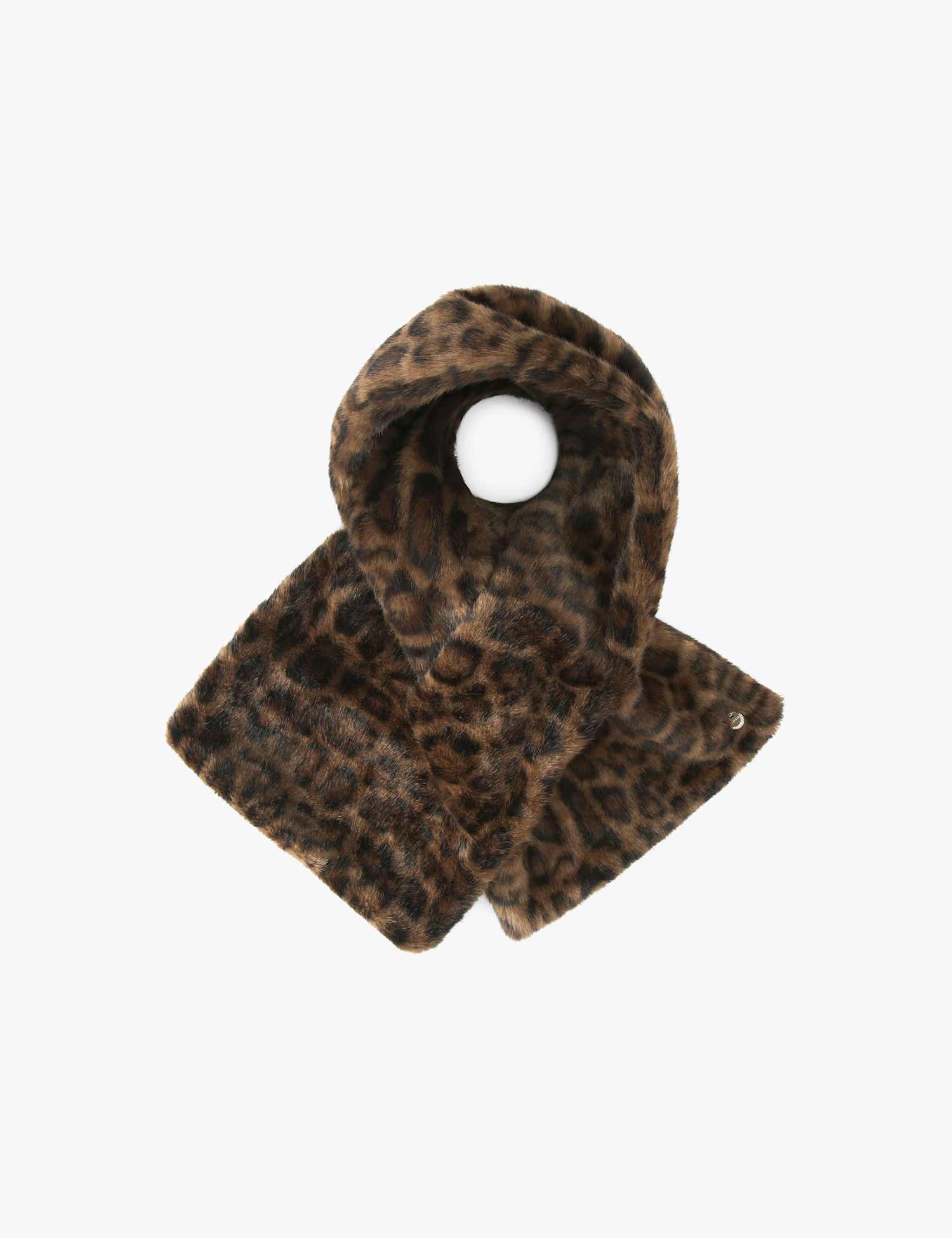 Carvela Faux Fur Leopard Print Scarf Brown Mix