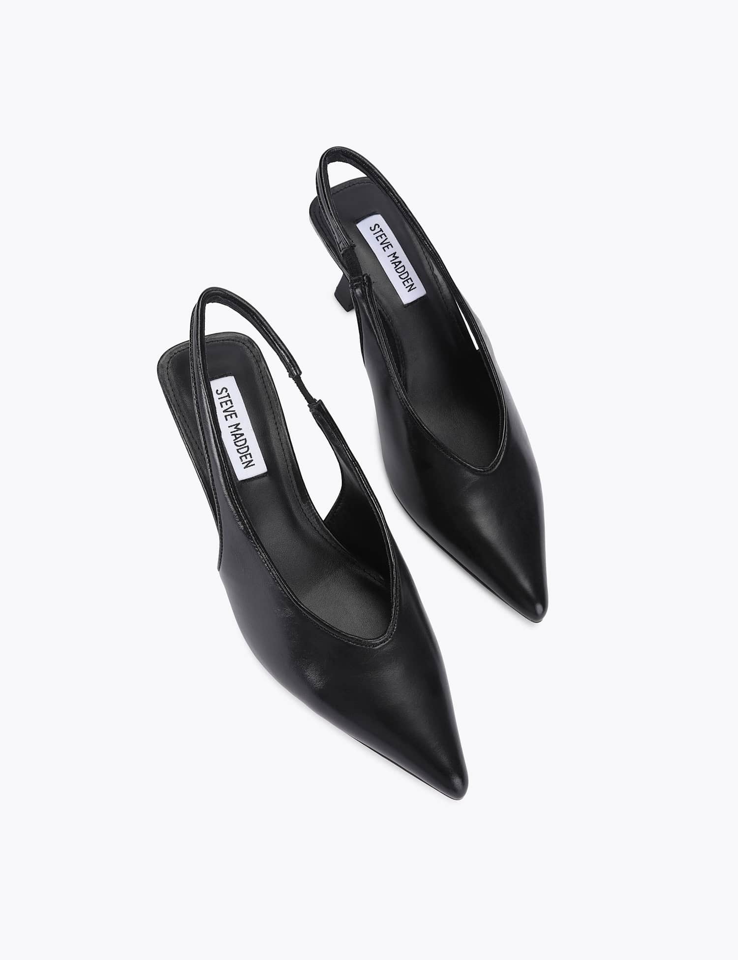 Steve Madden Leather Kitten Heel Slingback Shoes Black