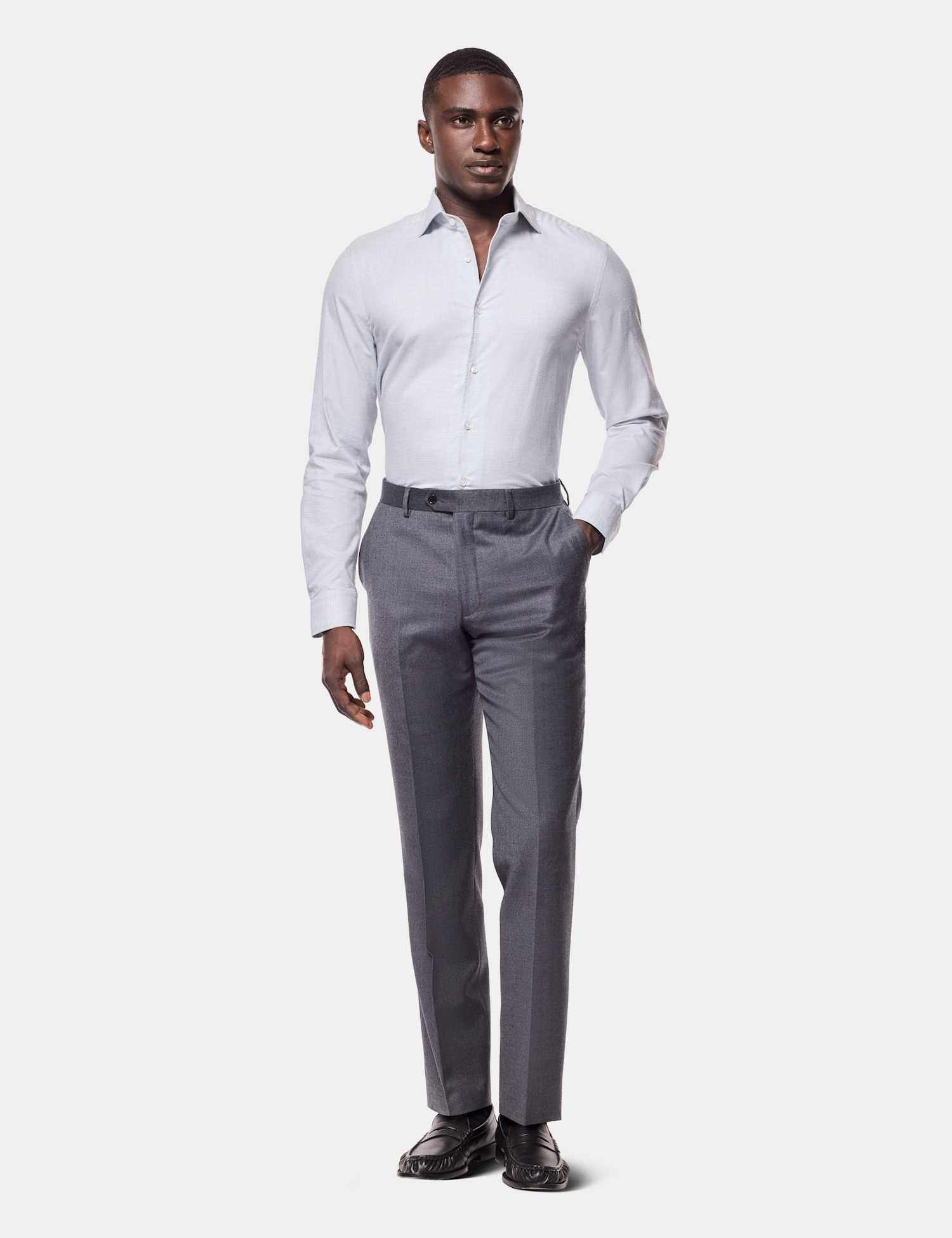 Hawes & Curtis Slim Fit Cutaway Collar Flannel Shirt Blue Mix