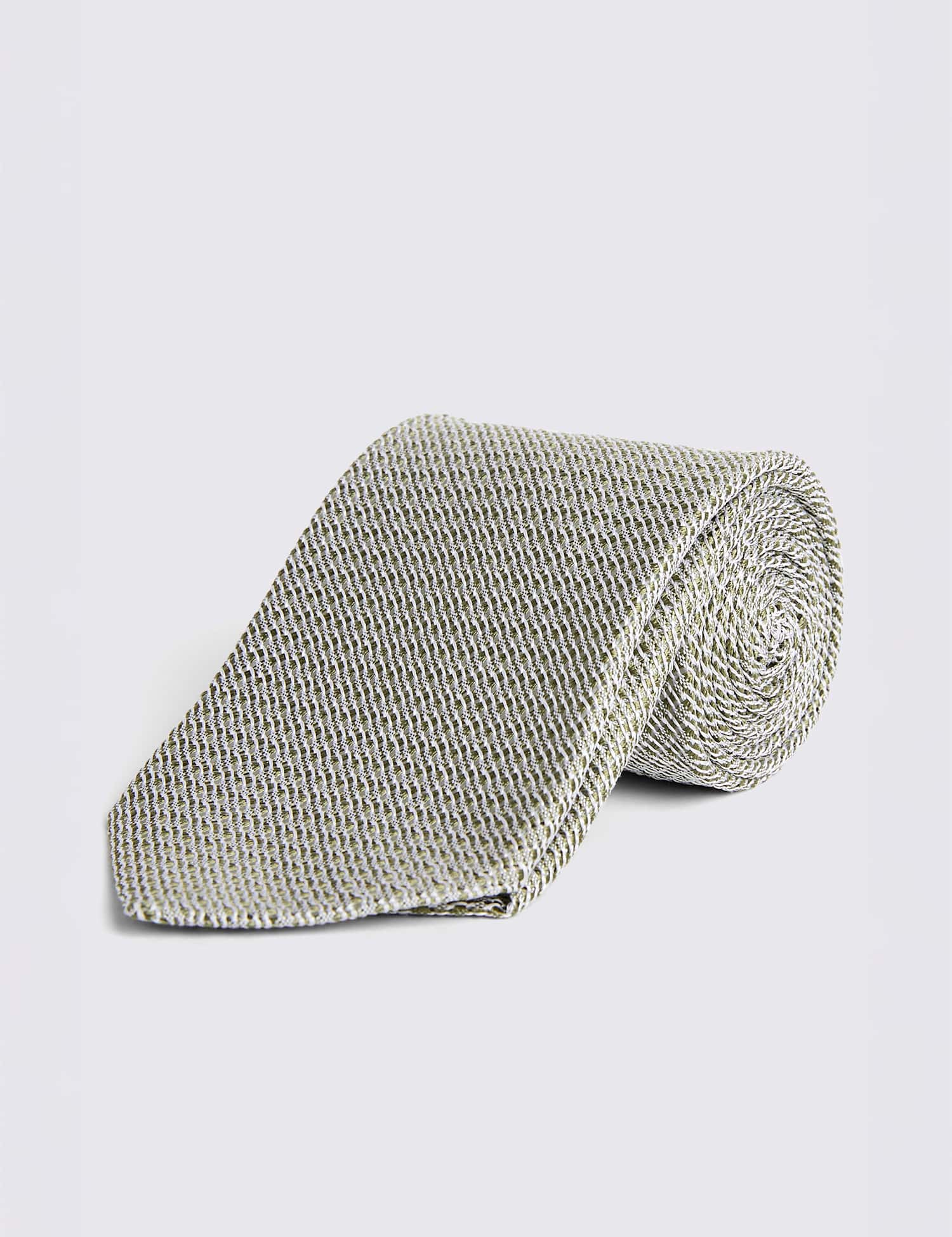 MOSS Grenadine Weave Tie with Silk Sage