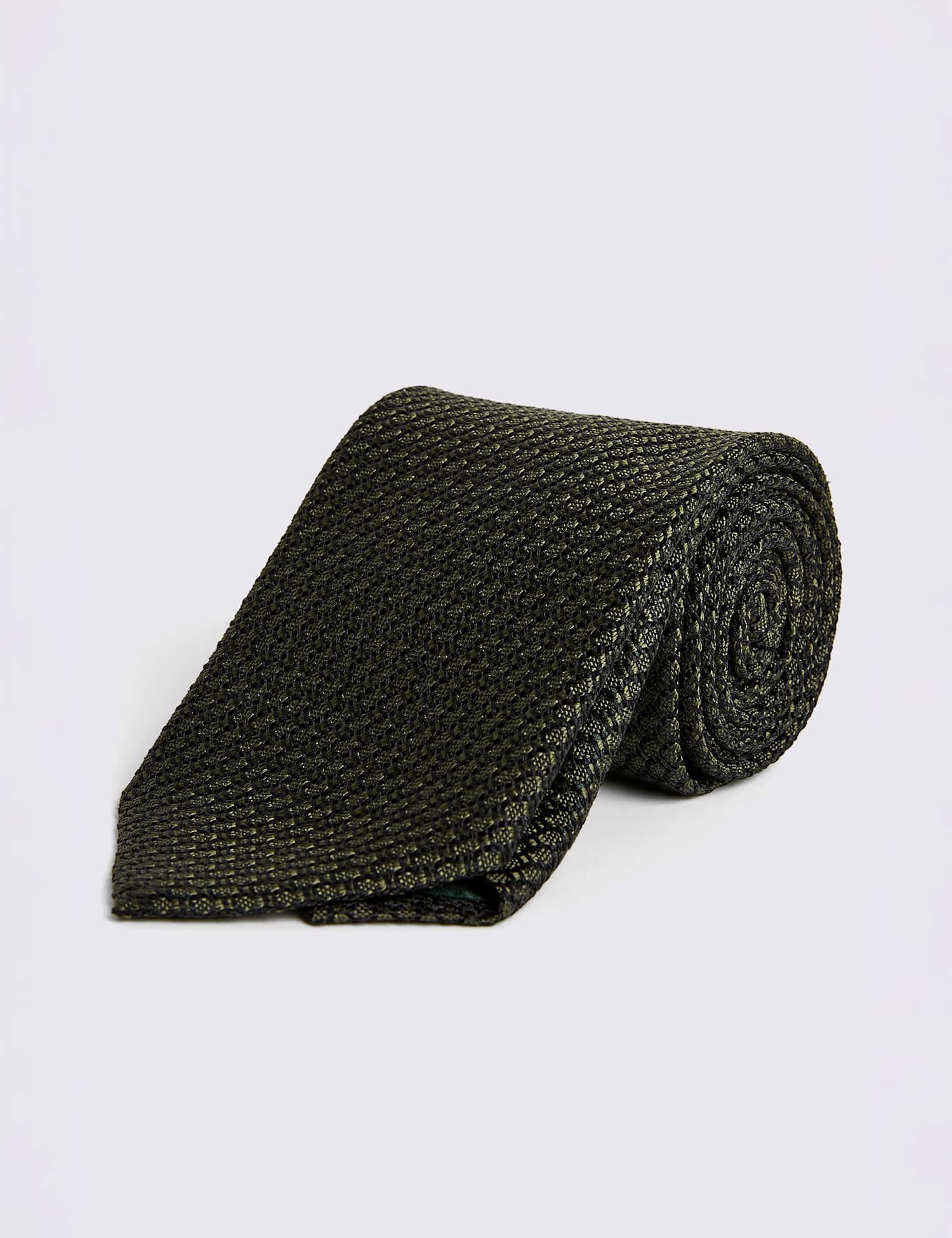 MOSS Grenadine Weave Tie with Silk Olive